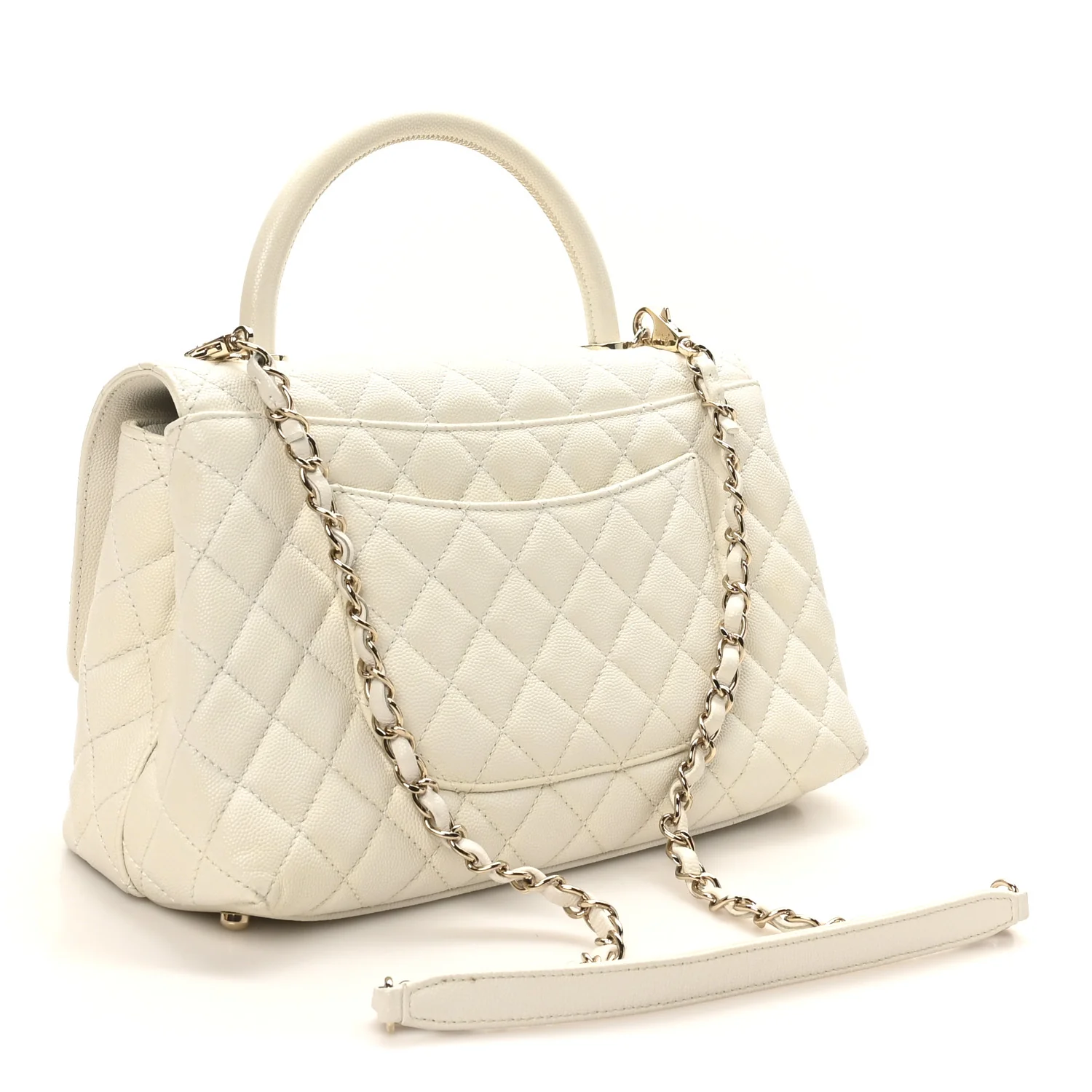 Caviar Quilted Small Coco Handle Flap White - Image 3