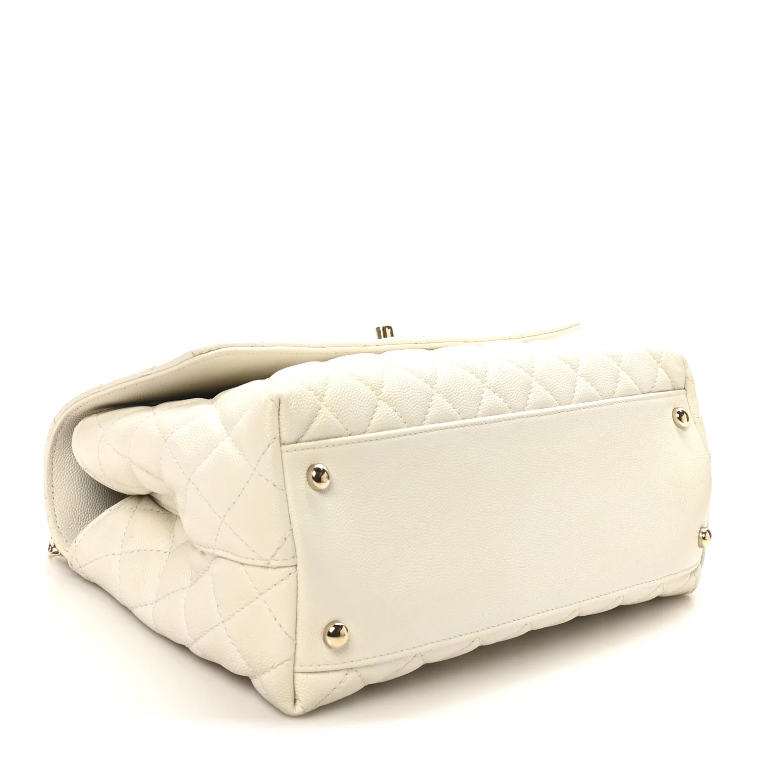 Caviar Quilted Small Coco Handle Flap White - Image 4