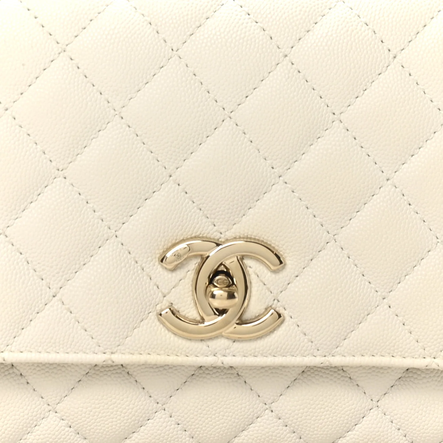 Caviar Quilted Small Coco Handle Flap White - Image 8