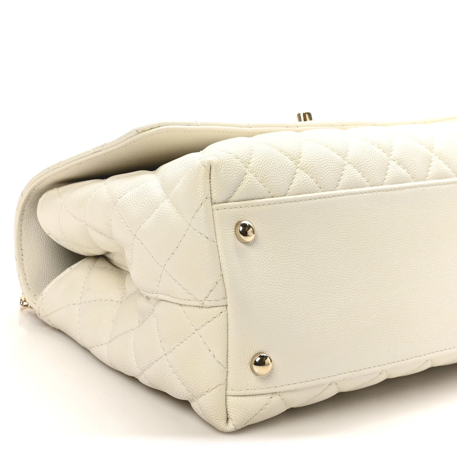 Caviar Quilted Small Coco Handle Flap White - Image 9