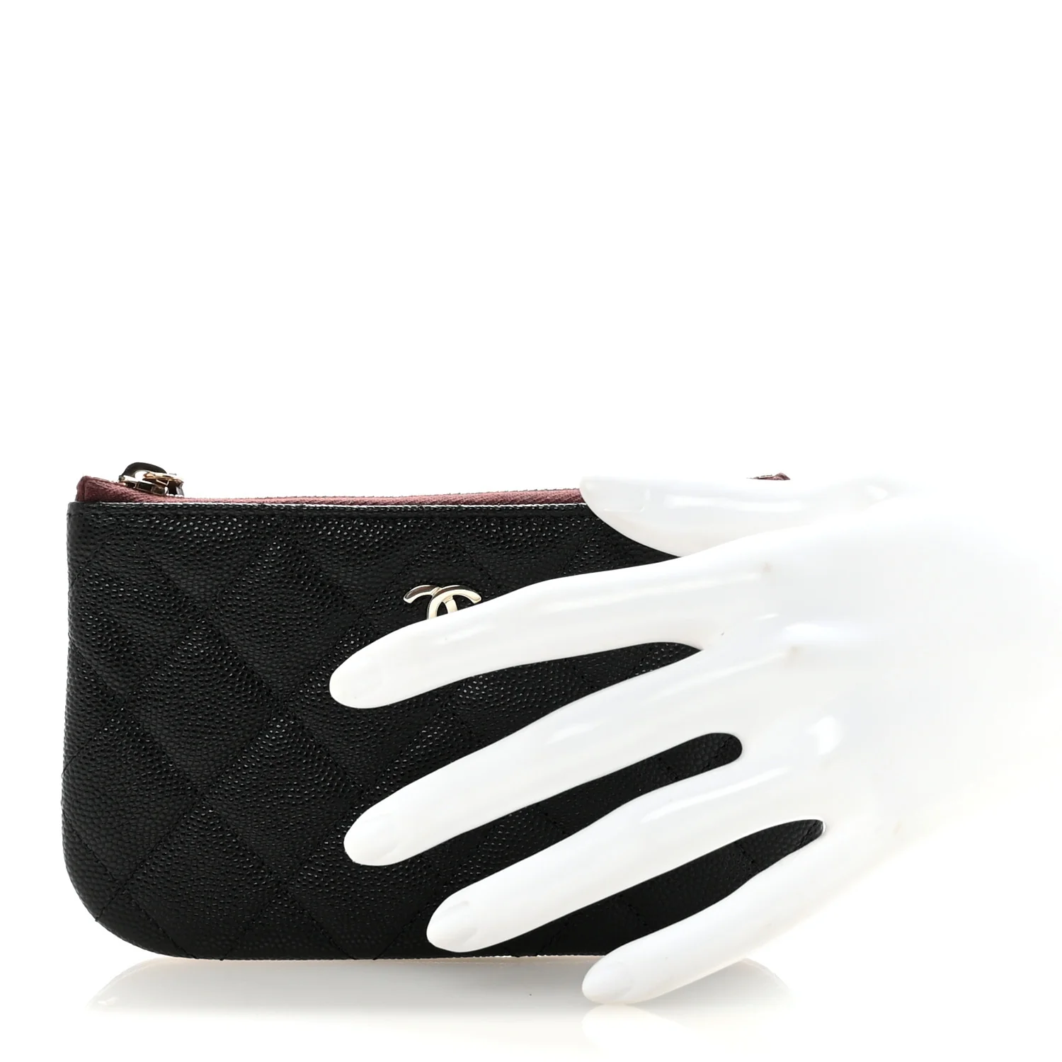 Caviar Quilted Small Cosmetic Case Black - Image 2