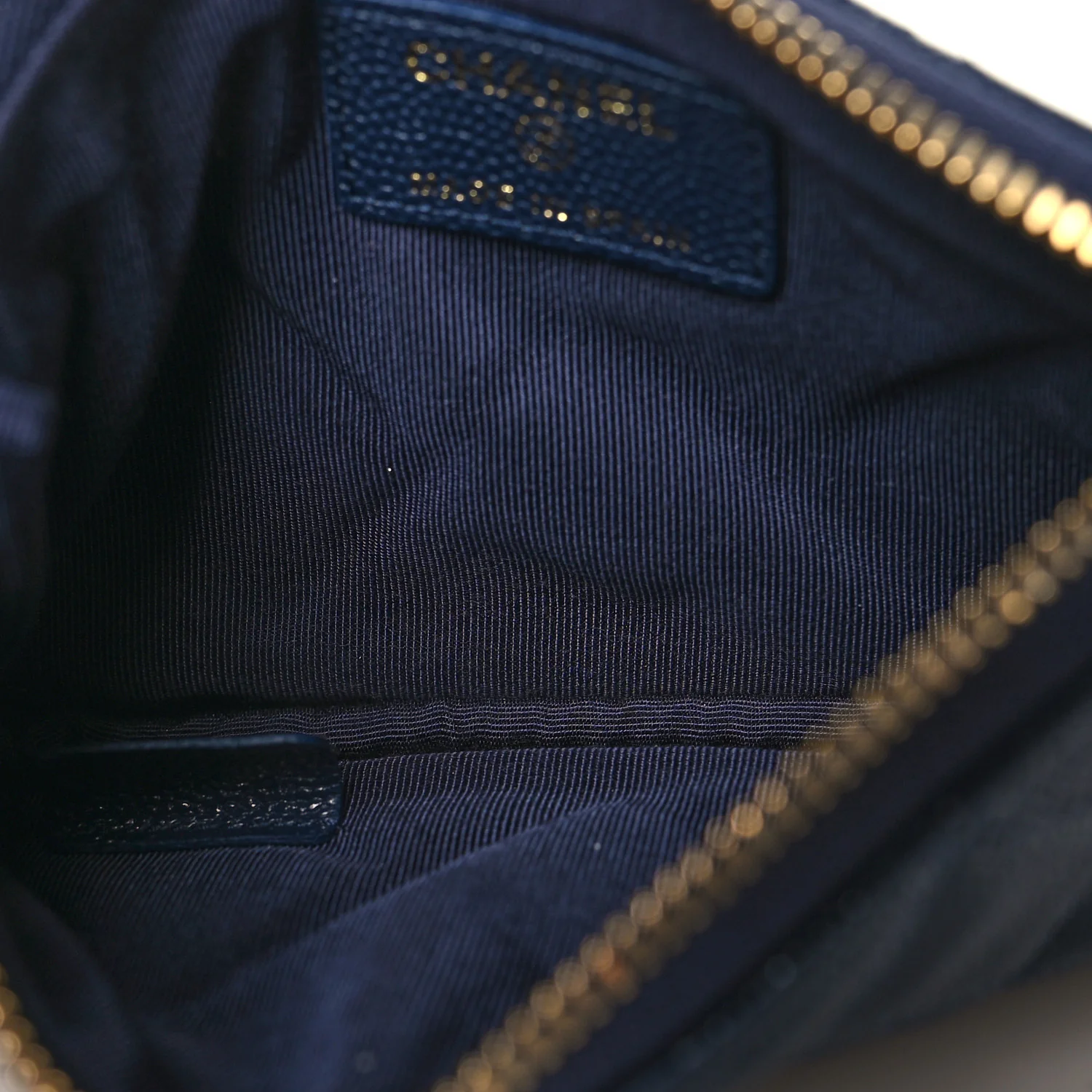 Caviar Quilted Small Cosmetic Case Navy Blue - Image 5