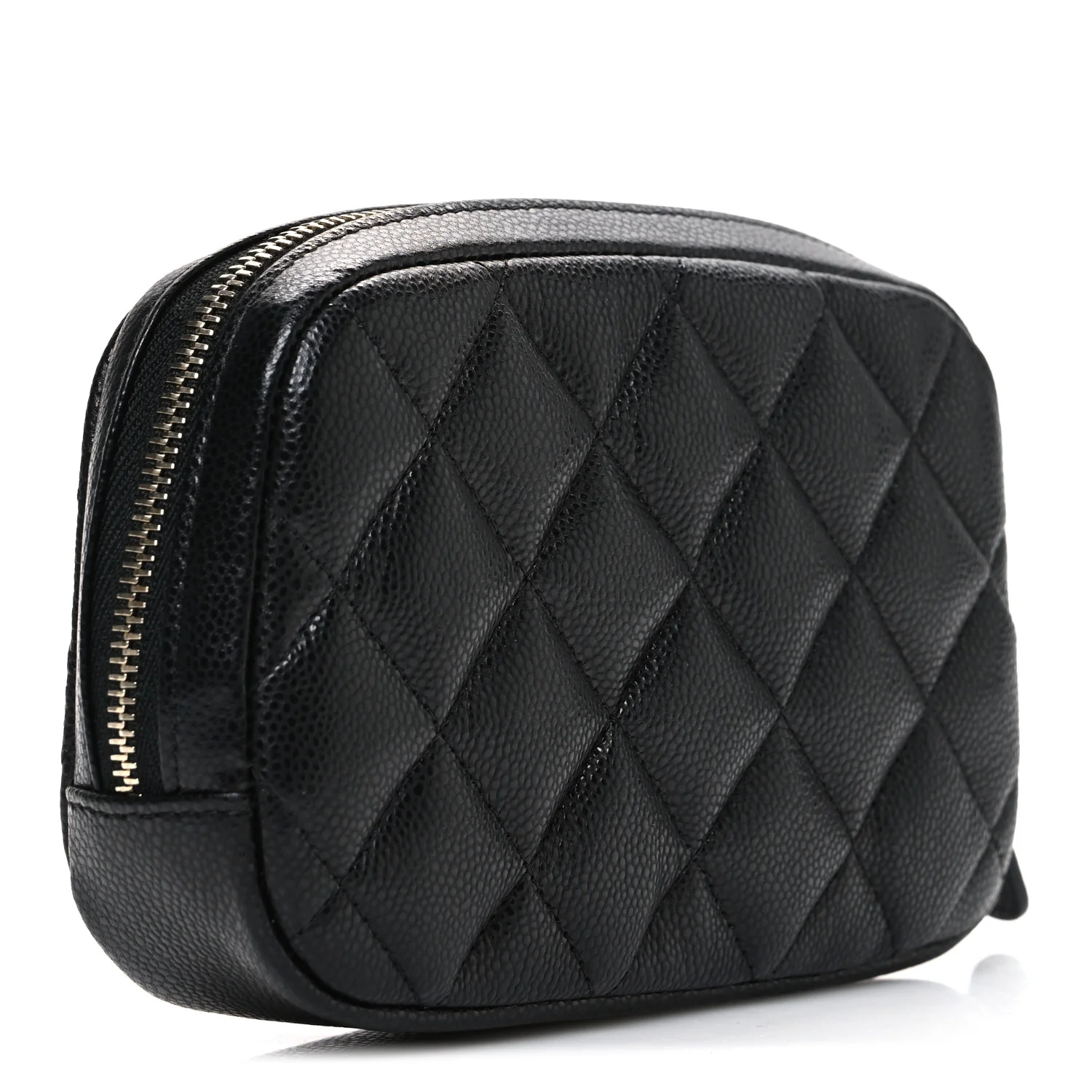 Caviar Quilted Small Curvy Pouch Cosmetic Case Black - Image 3