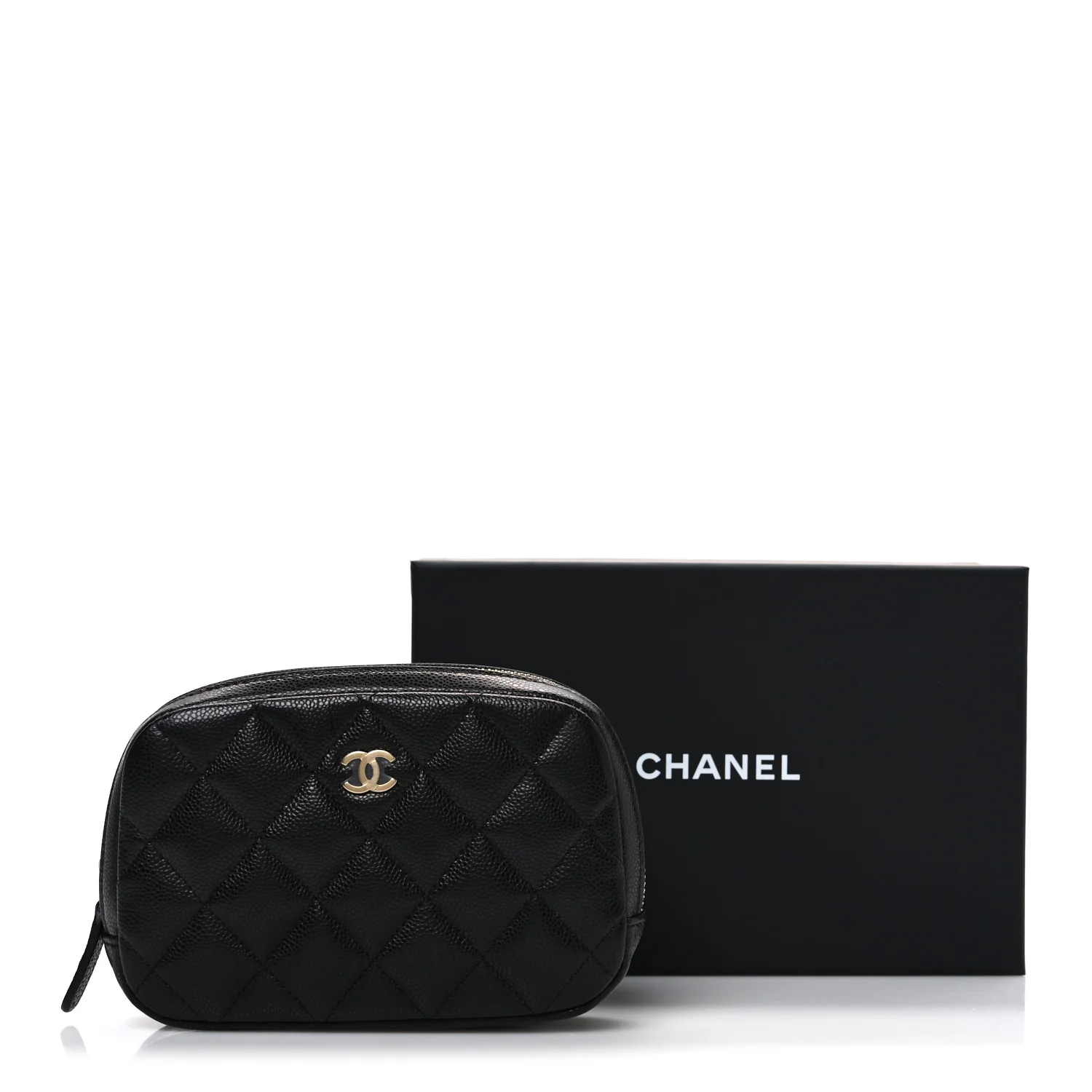 Caviar Quilted Small Curvy Pouch Cosmetic Case Black - Image 8
