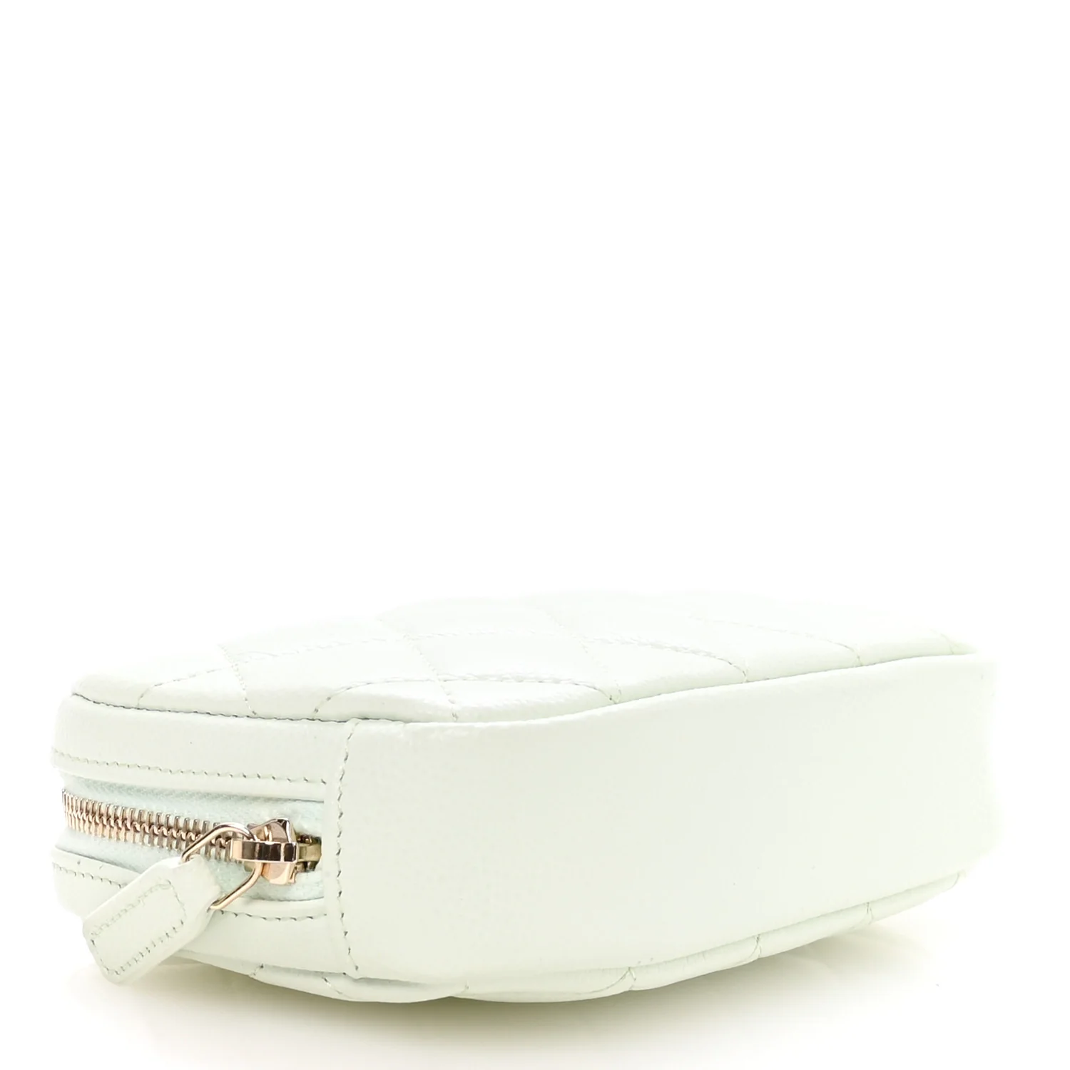 Caviar Quilted Small Curvy Pouch Cosmetic Case Light Green - Image 4