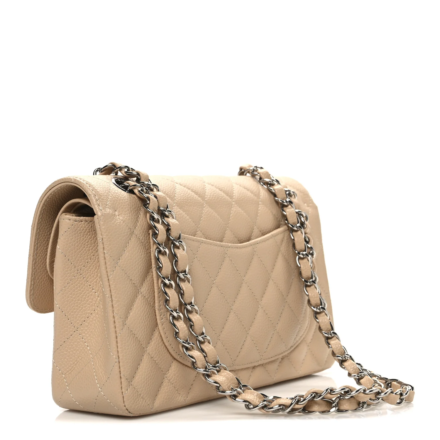 Caviar Quilted Small Double Flap Beige - Image 3