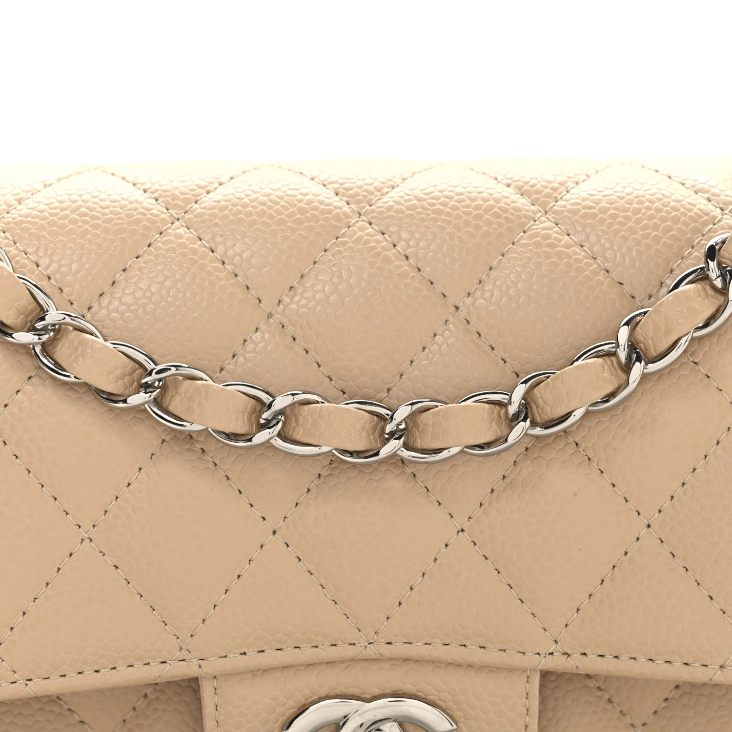 Caviar Quilted Small Double Flap Beige - Image 8