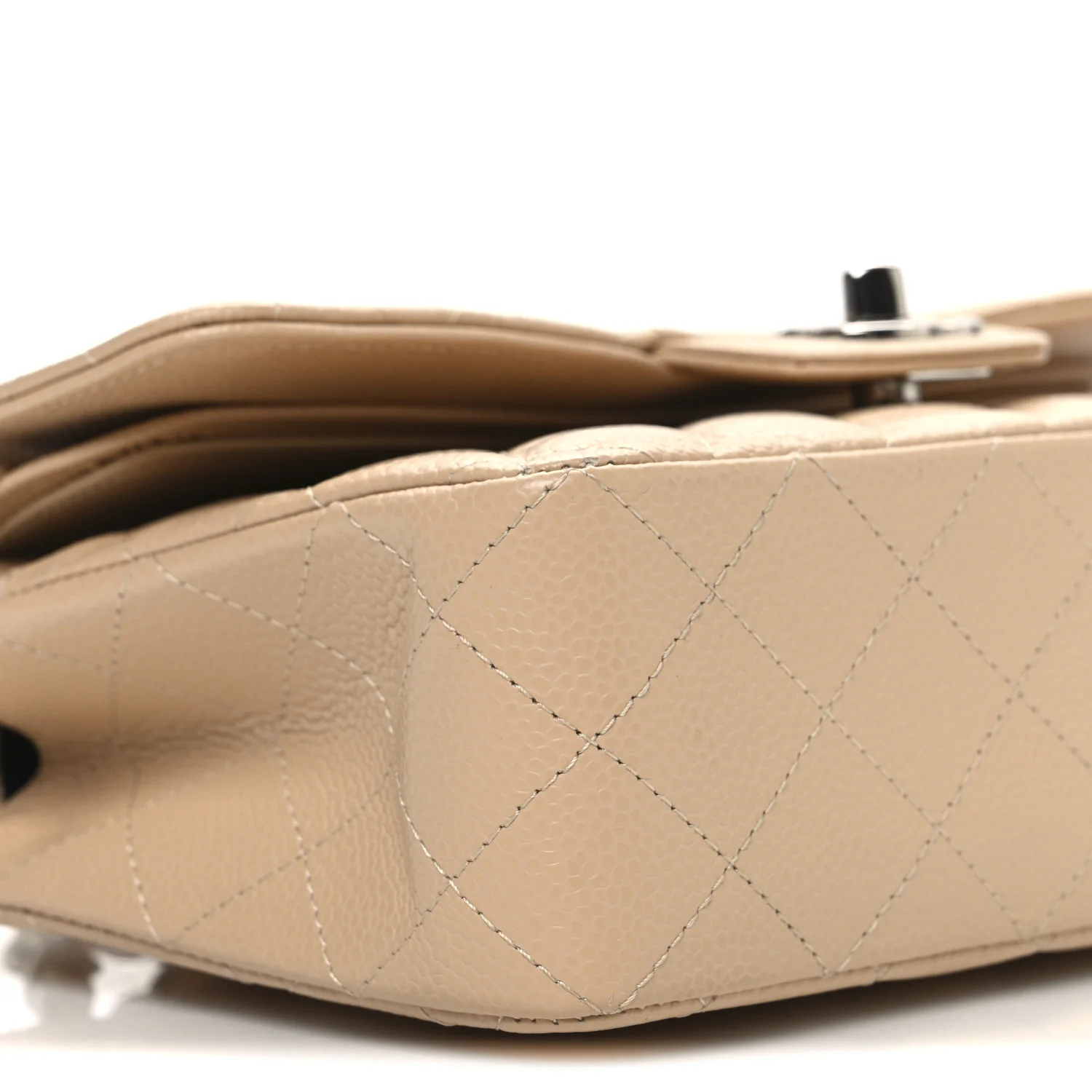 Caviar Quilted Small Double Flap Beige - Image 9