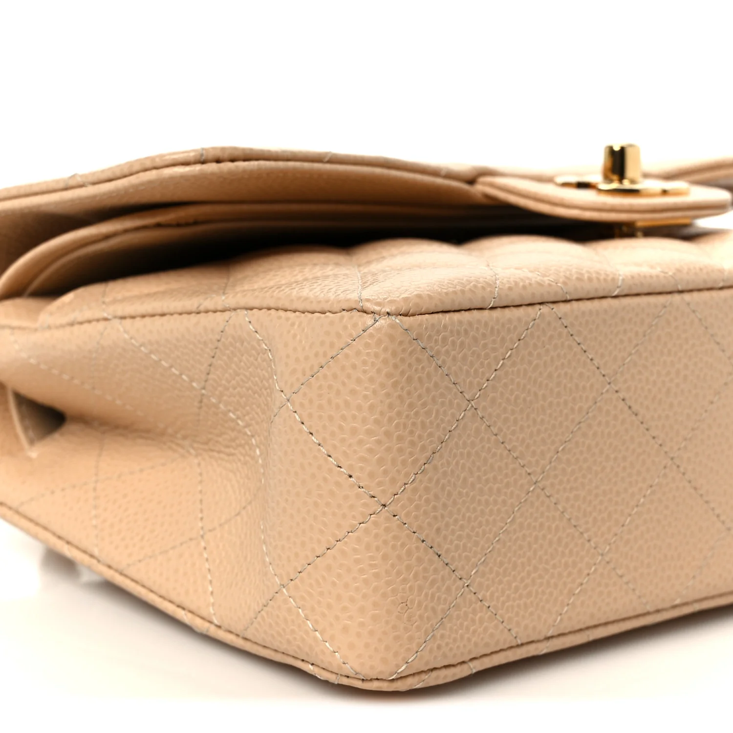 Caviar Quilted Small Double Flap Beige - Image 10