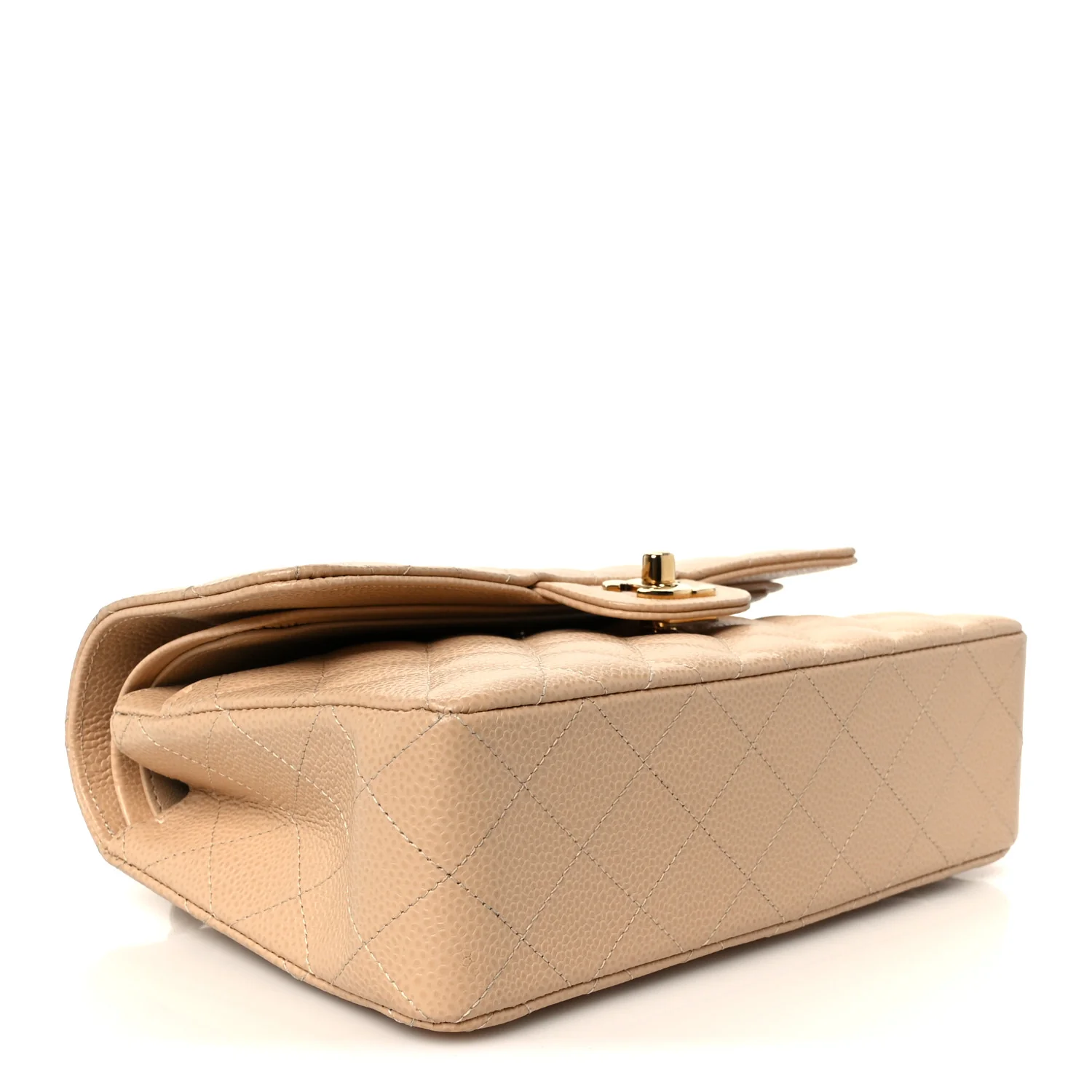 Caviar Quilted Small Double Flap Beige - Image 4