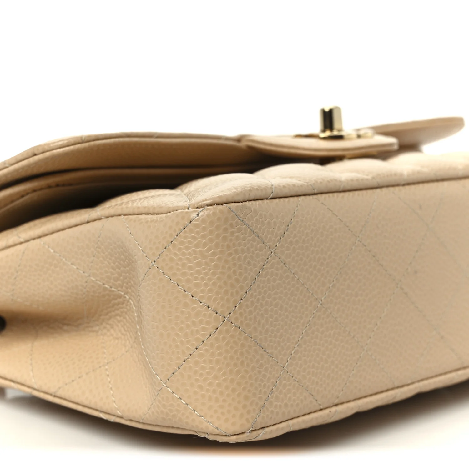 Caviar Quilted Small Double Flap Beige - Image 10