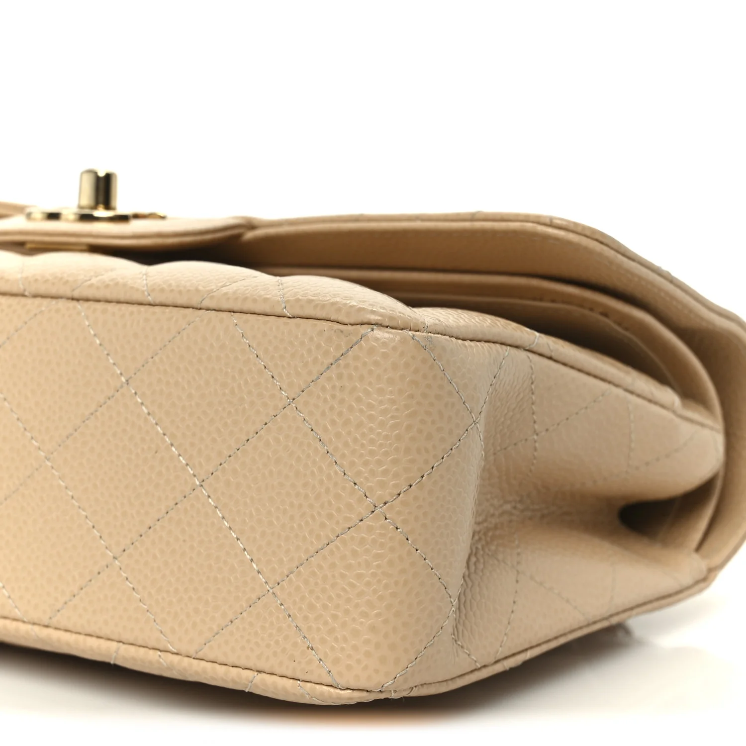 Caviar Quilted Small Double Flap Beige - Image 11