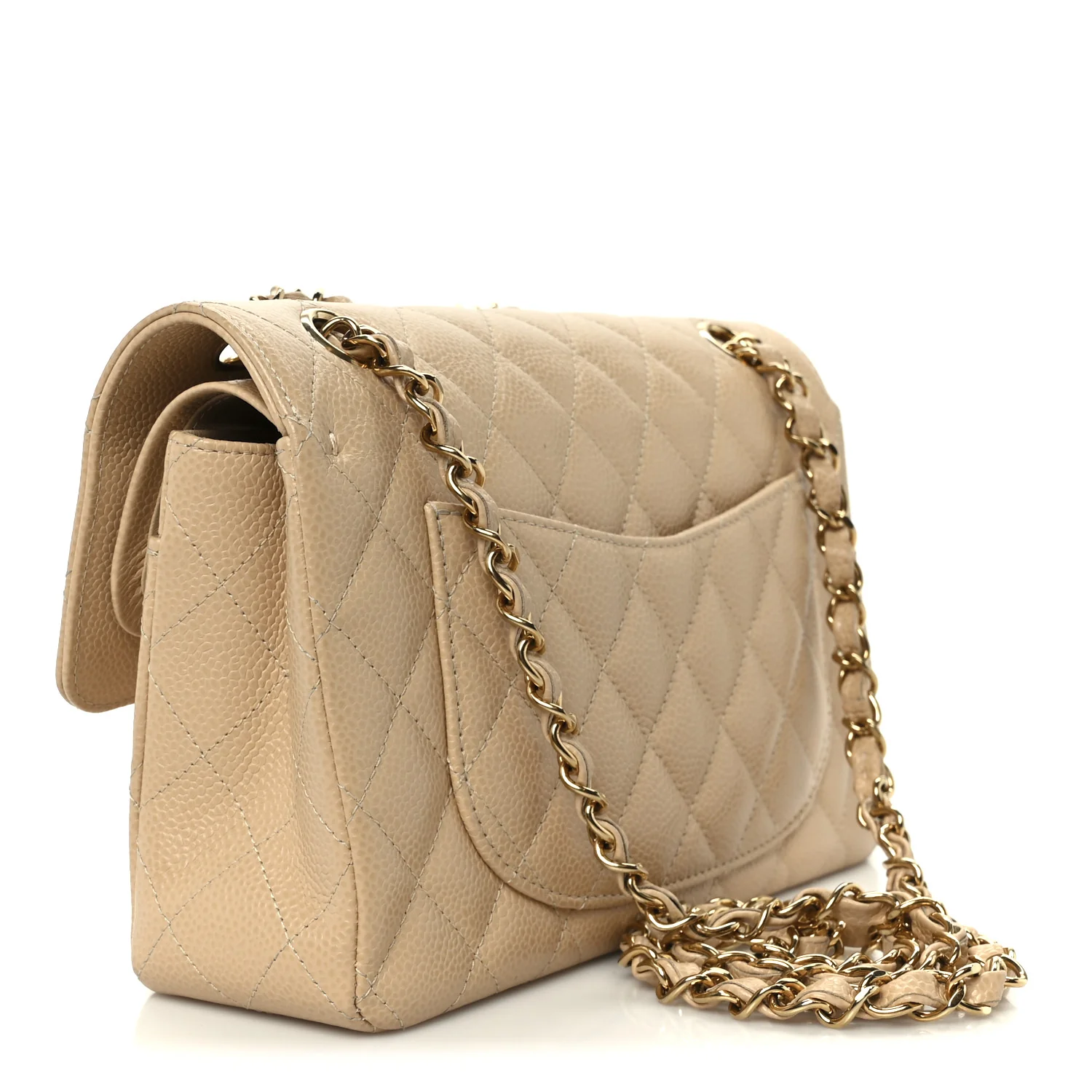 Caviar Quilted Small Double Flap Beige - Image 3