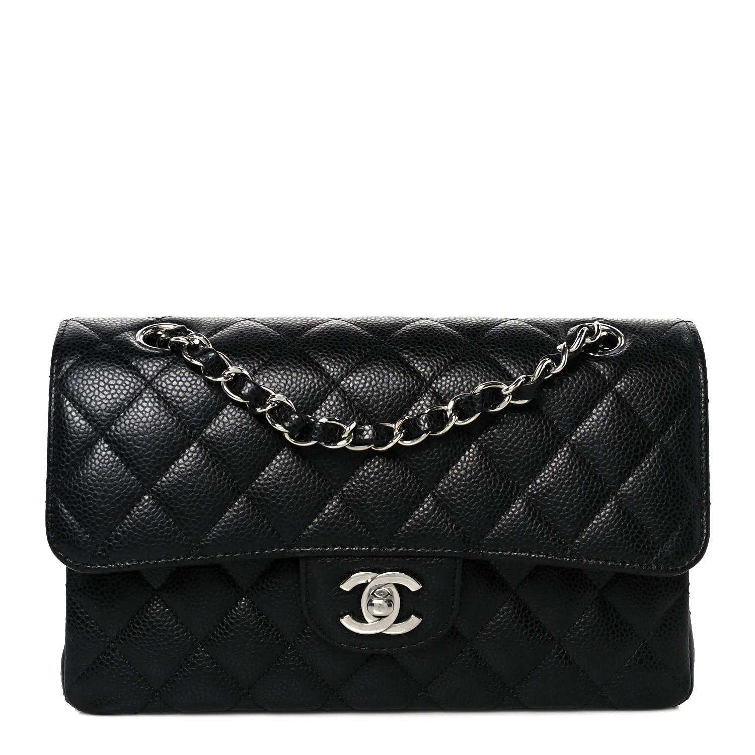 Caviar Quilted Small Double Flap Black