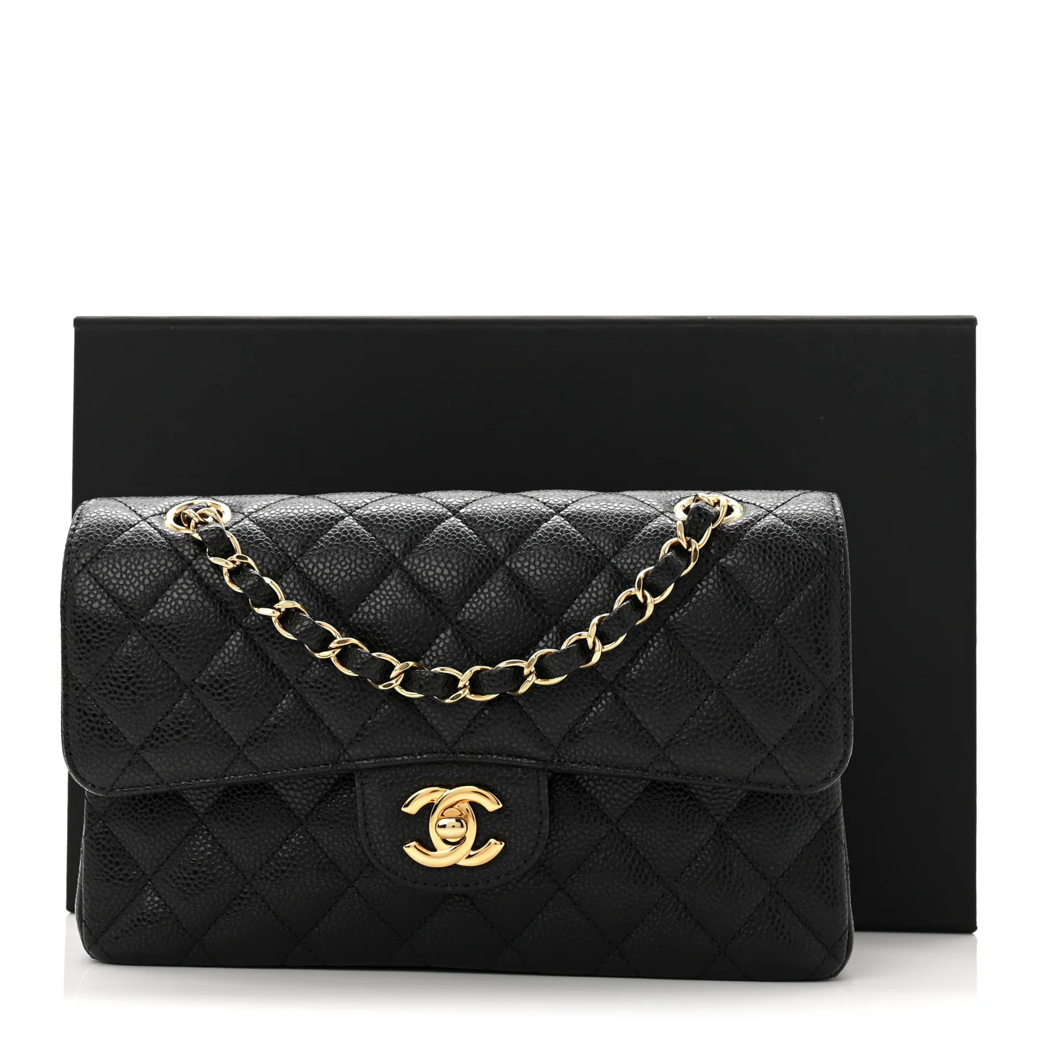 Caviar Quilted Small Double Flap Black - Image 12