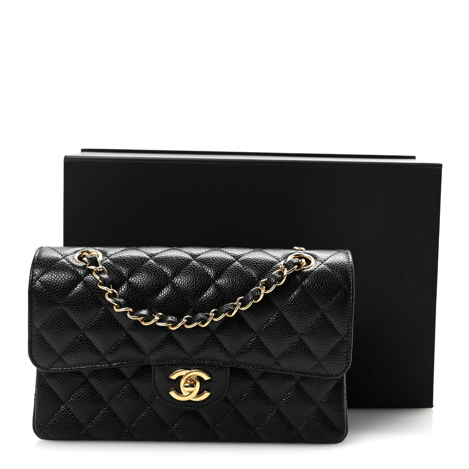 Caviar Quilted Small Double Flap Black - Image 11