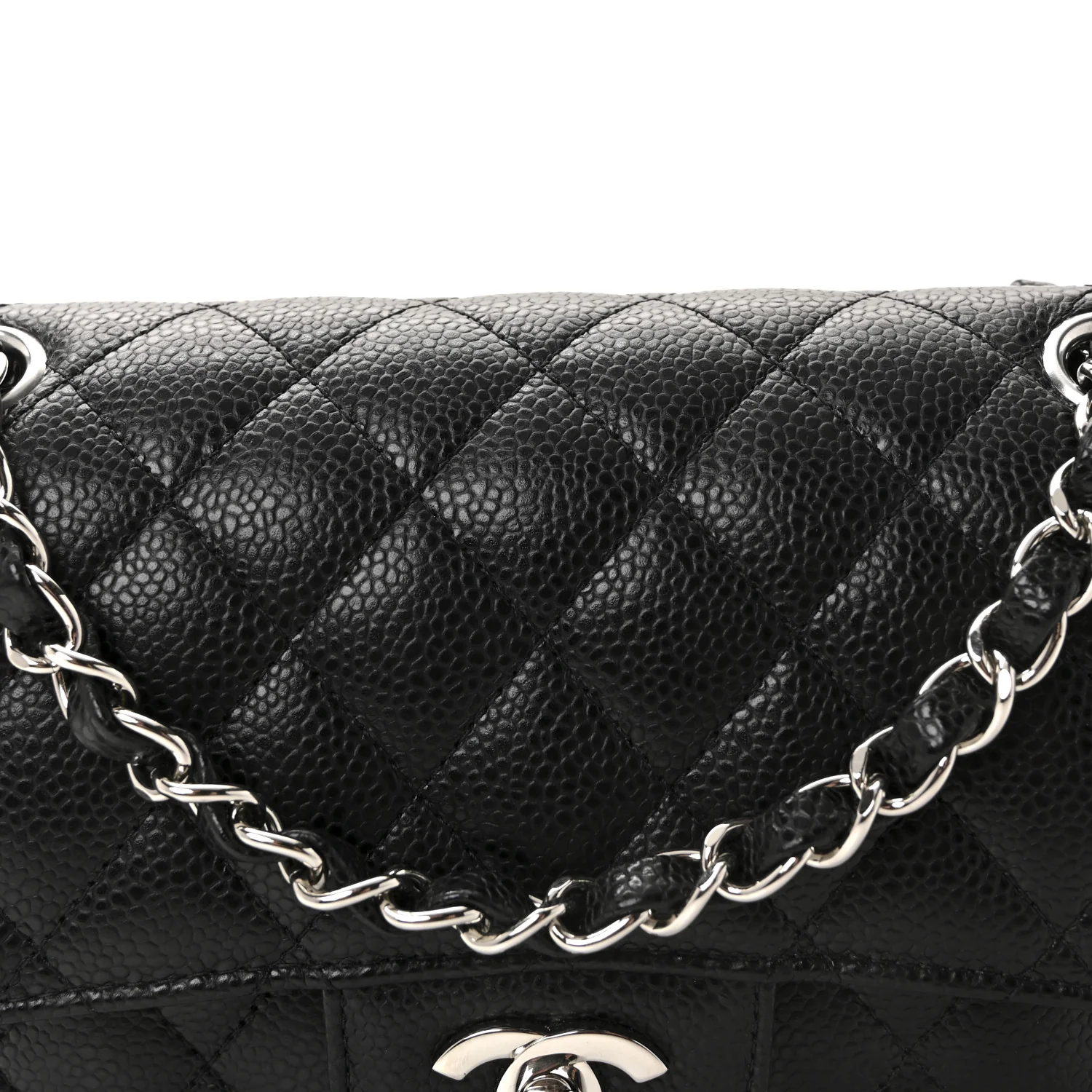 Caviar Quilted Small Double Flap Black - Image 7
