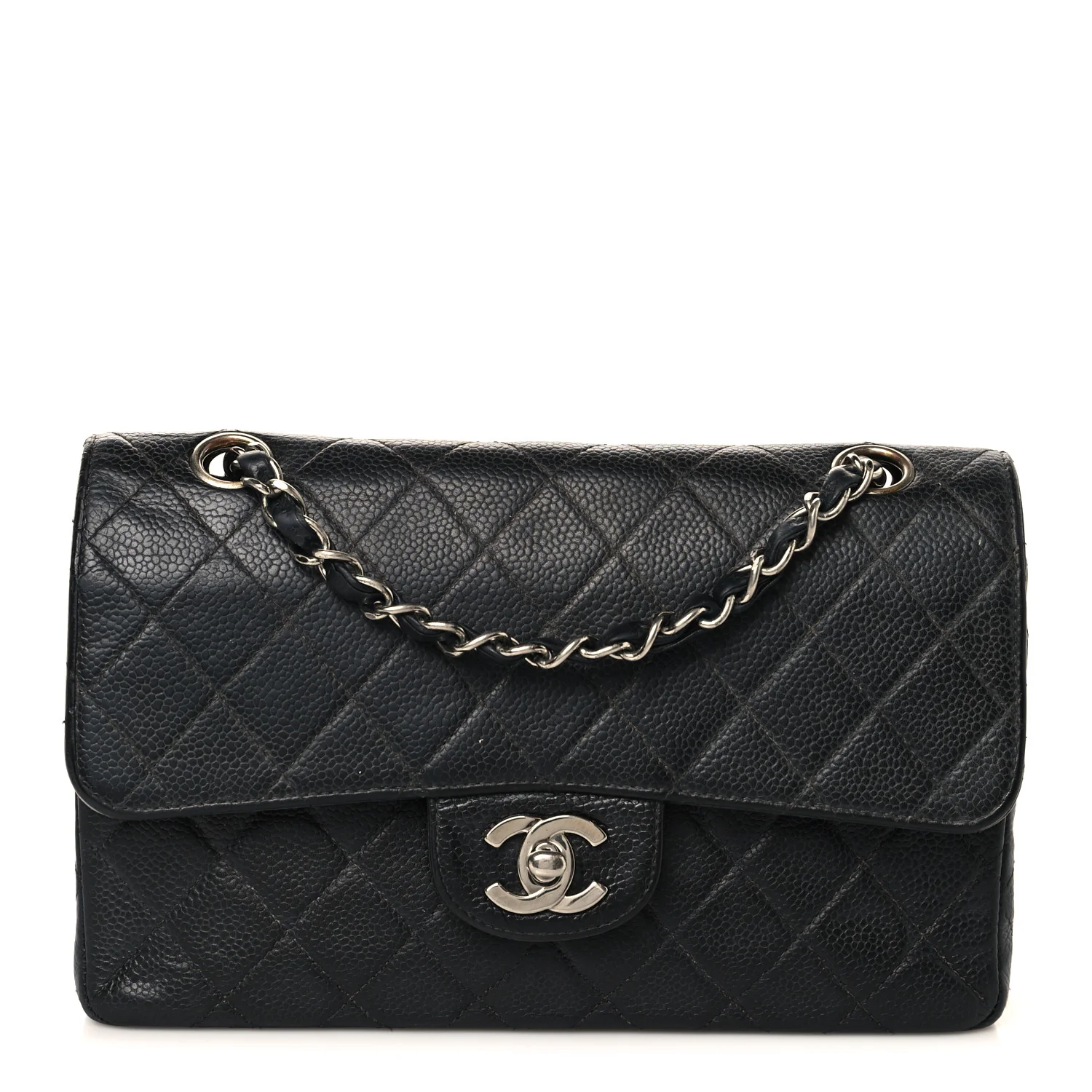 Caviar Quilted Small Double Flap Black