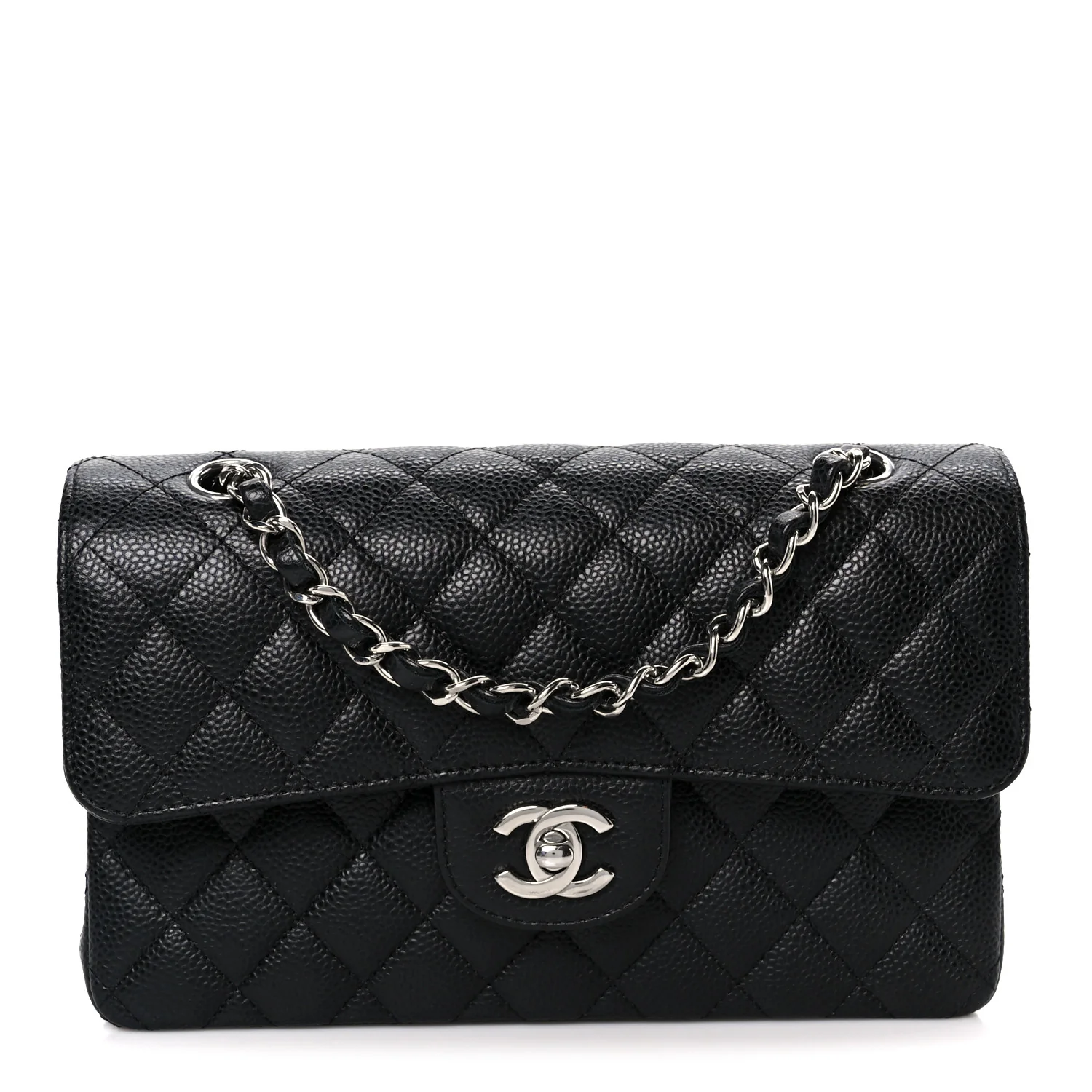 Caviar Quilted Small Double Flap Black