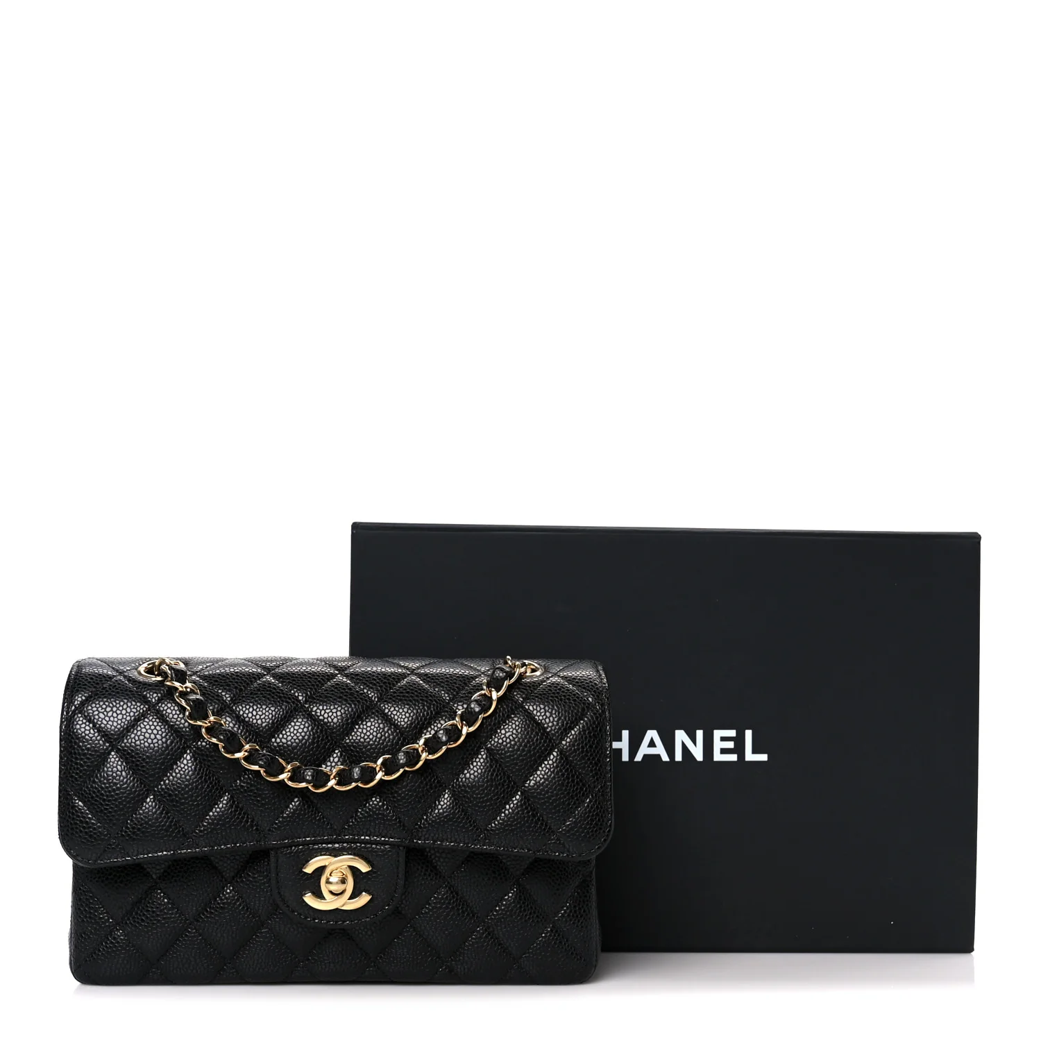 Caviar Quilted Small Double Flap Black - Image 12