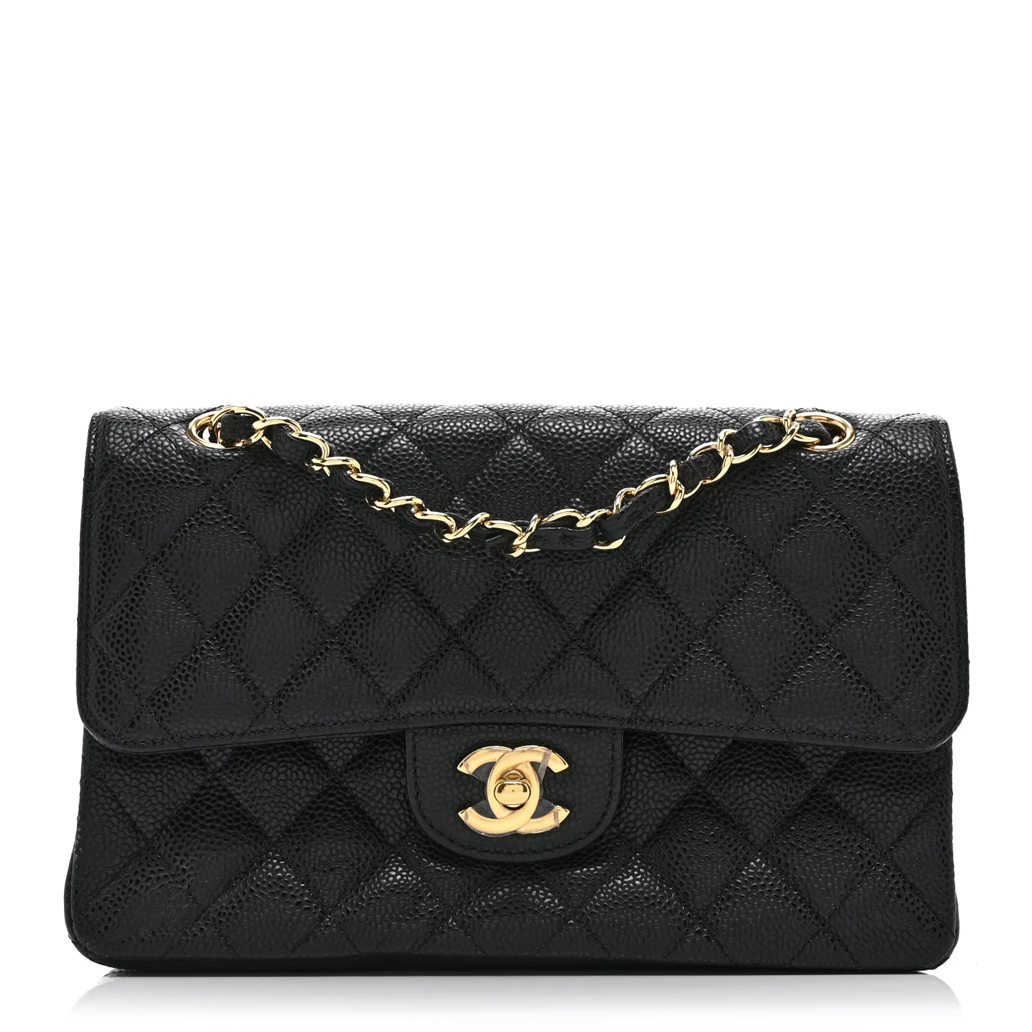 Caviar Quilted Small Double Flap Black