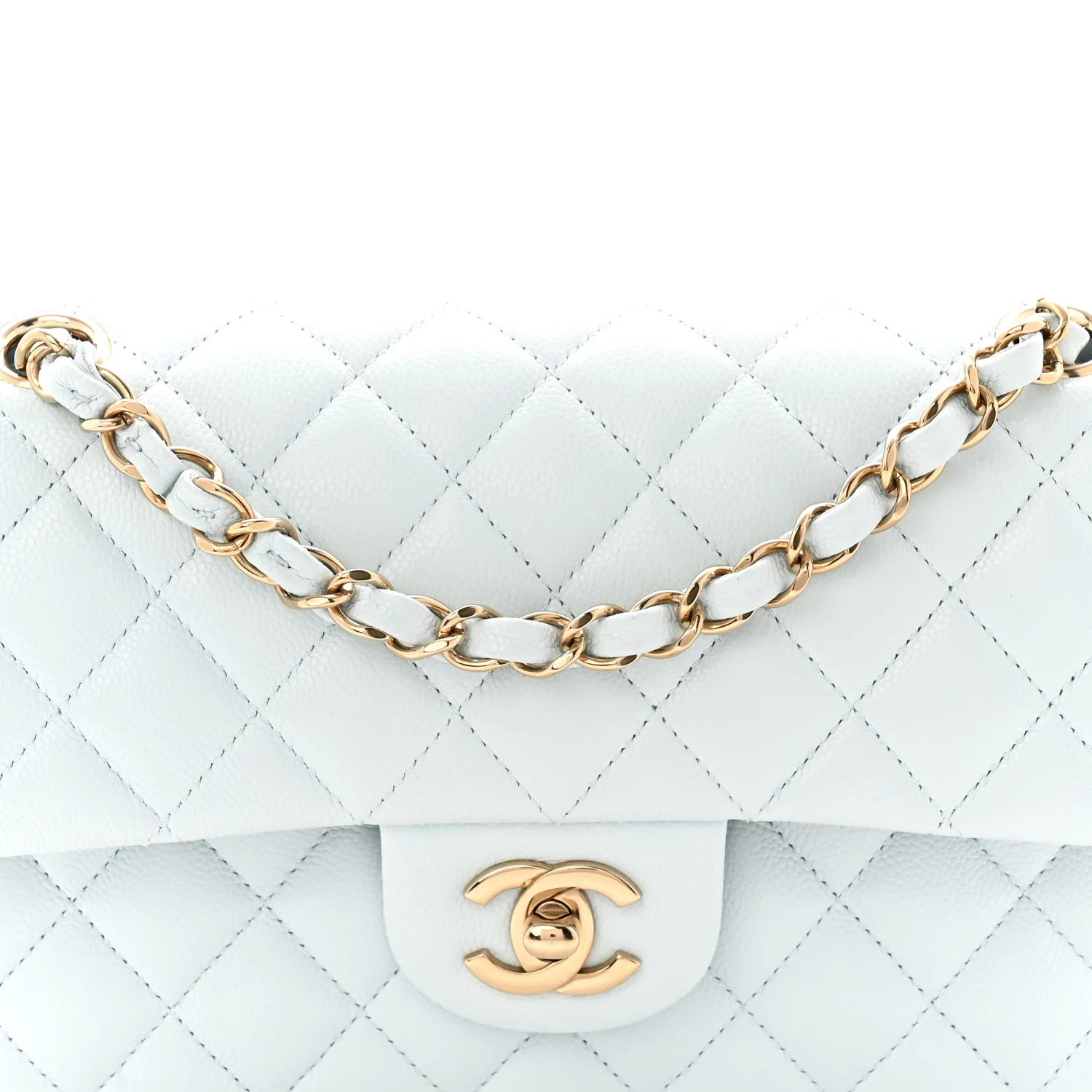 Caviar Quilted Small Double Flap Light Blue - Image 8