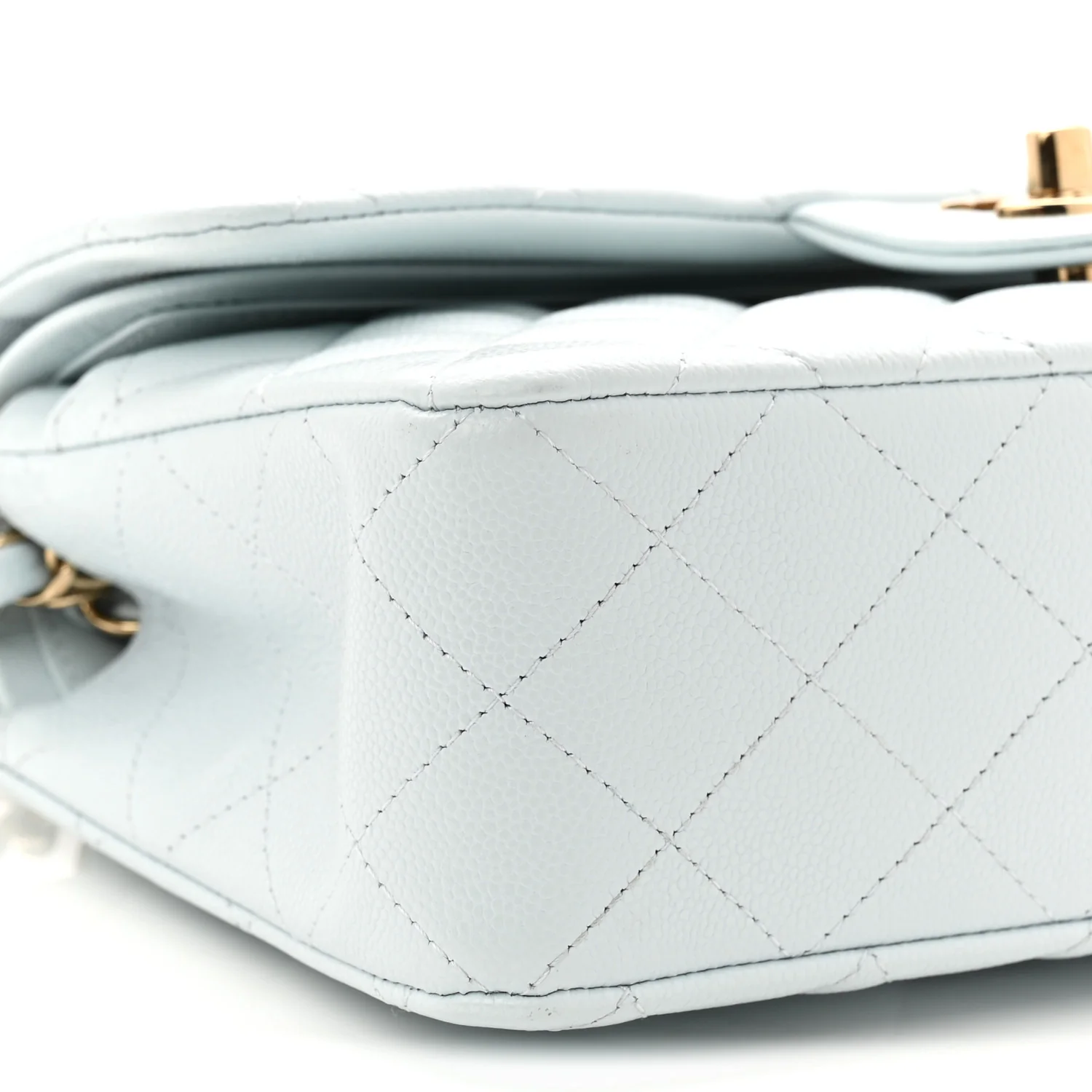 Caviar Quilted Small Double Flap Light Blue - Image 9