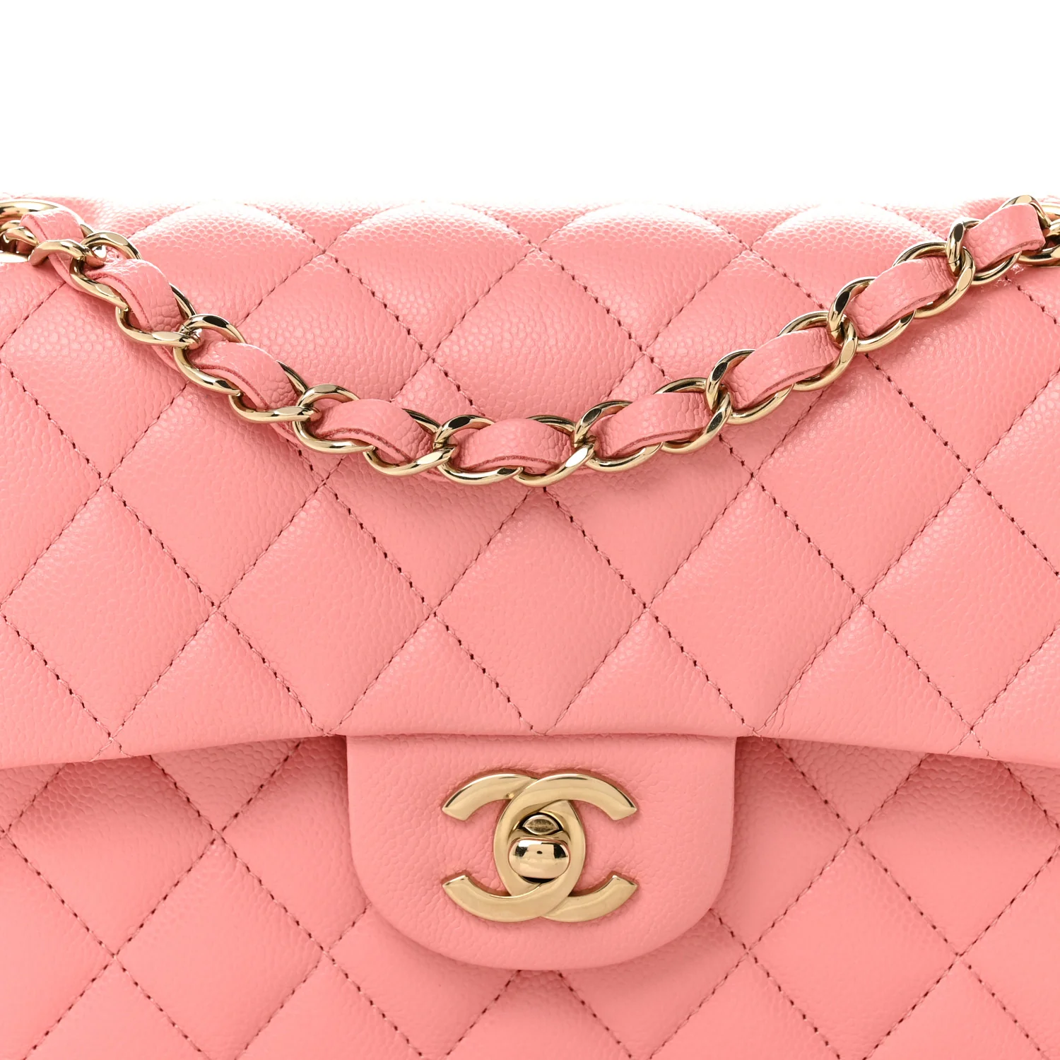 Caviar Quilted Small Double Flap Light Pink - Image 8