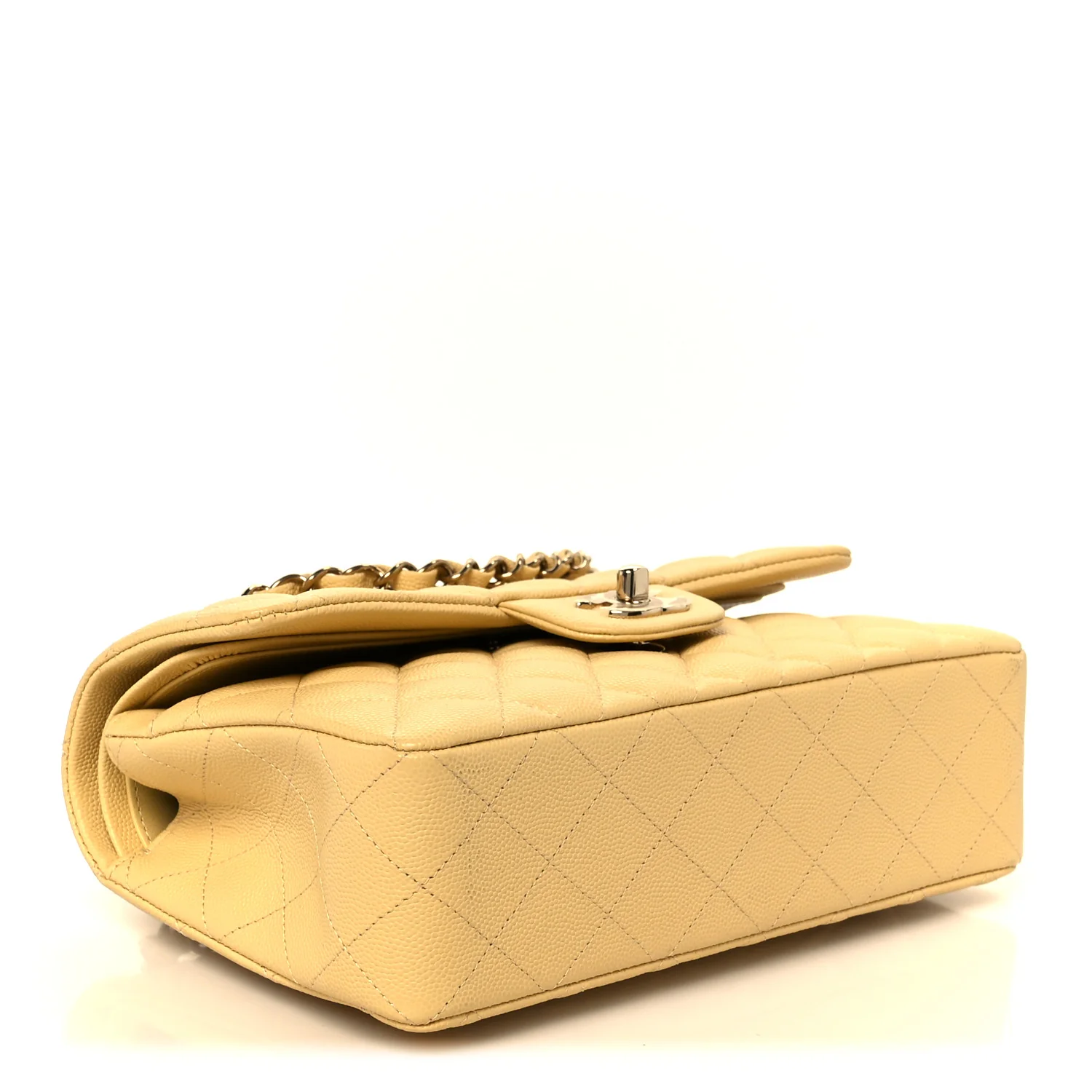 Caviar Quilted Small Double Flap Light Yellow - Image 4