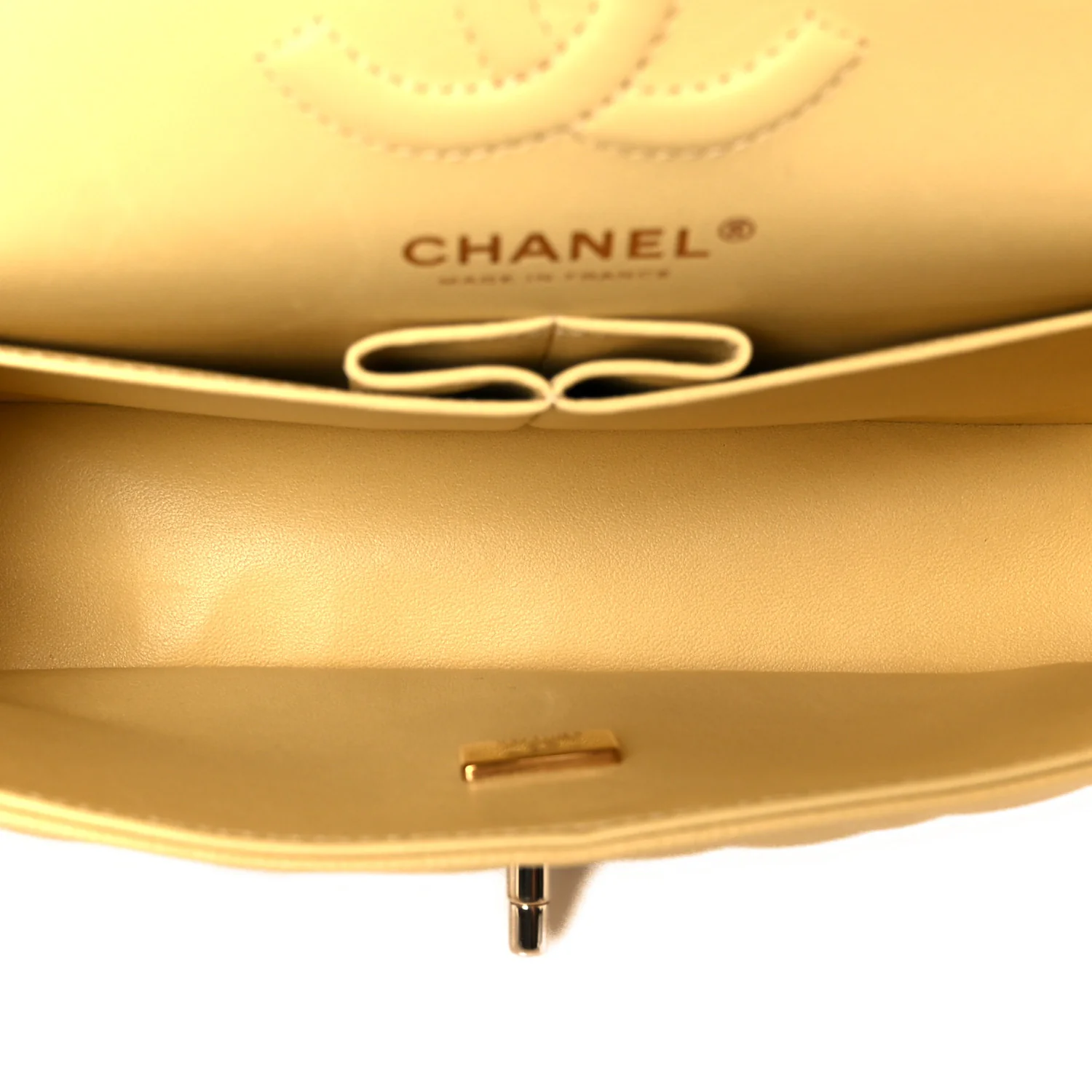 Caviar Quilted Small Double Flap Light Yellow - Image 5