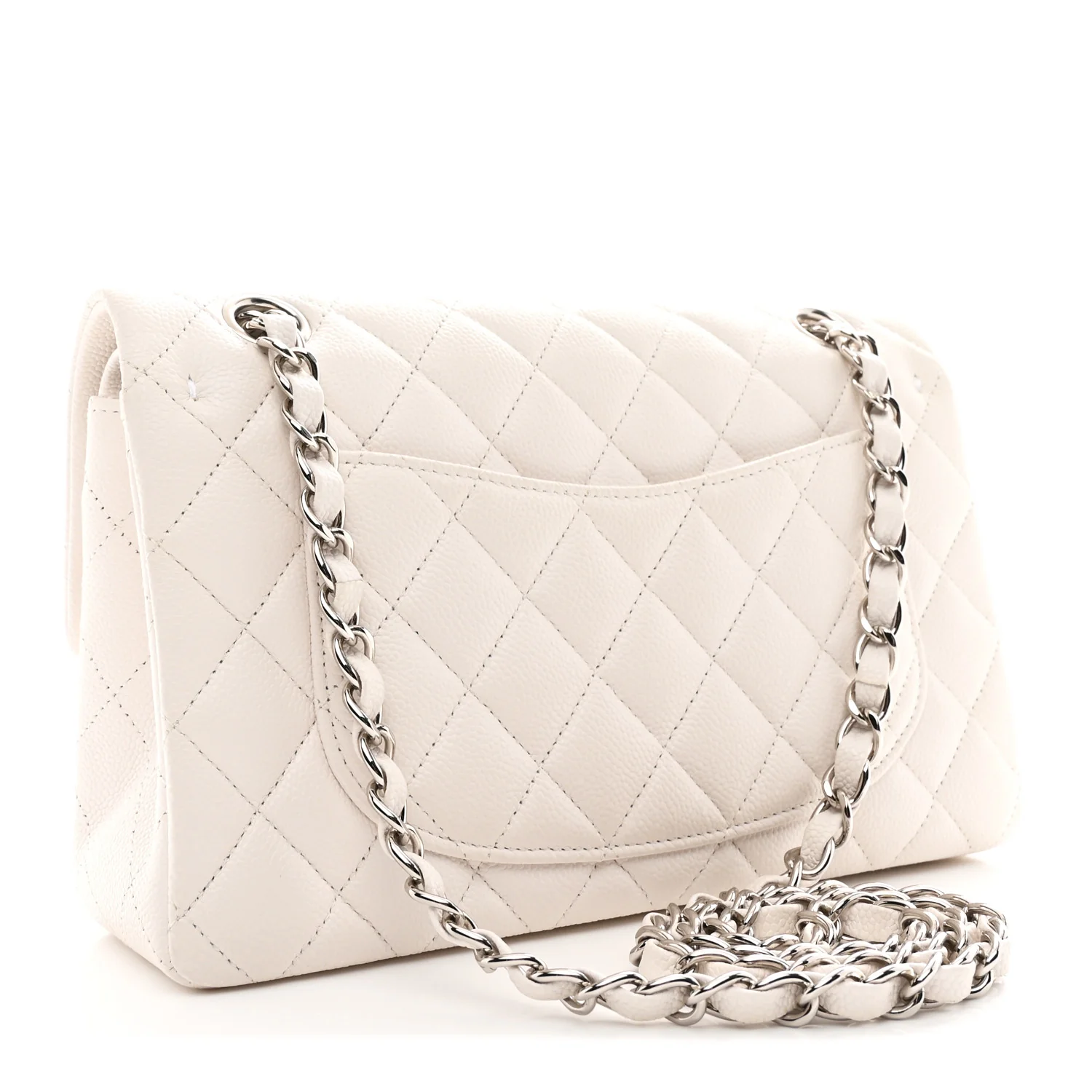 Caviar Quilted Small Double Flap White - Image 3