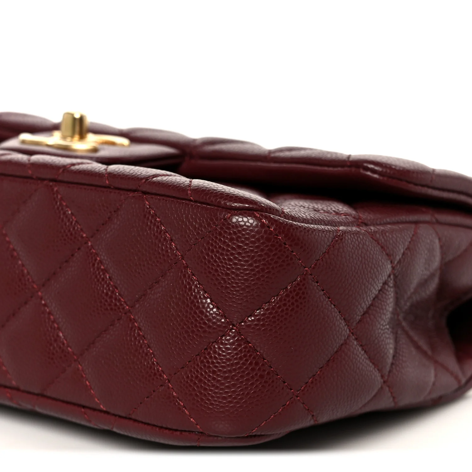Caviar Quilted Small Handy CC Flap Burgundy - Image 11