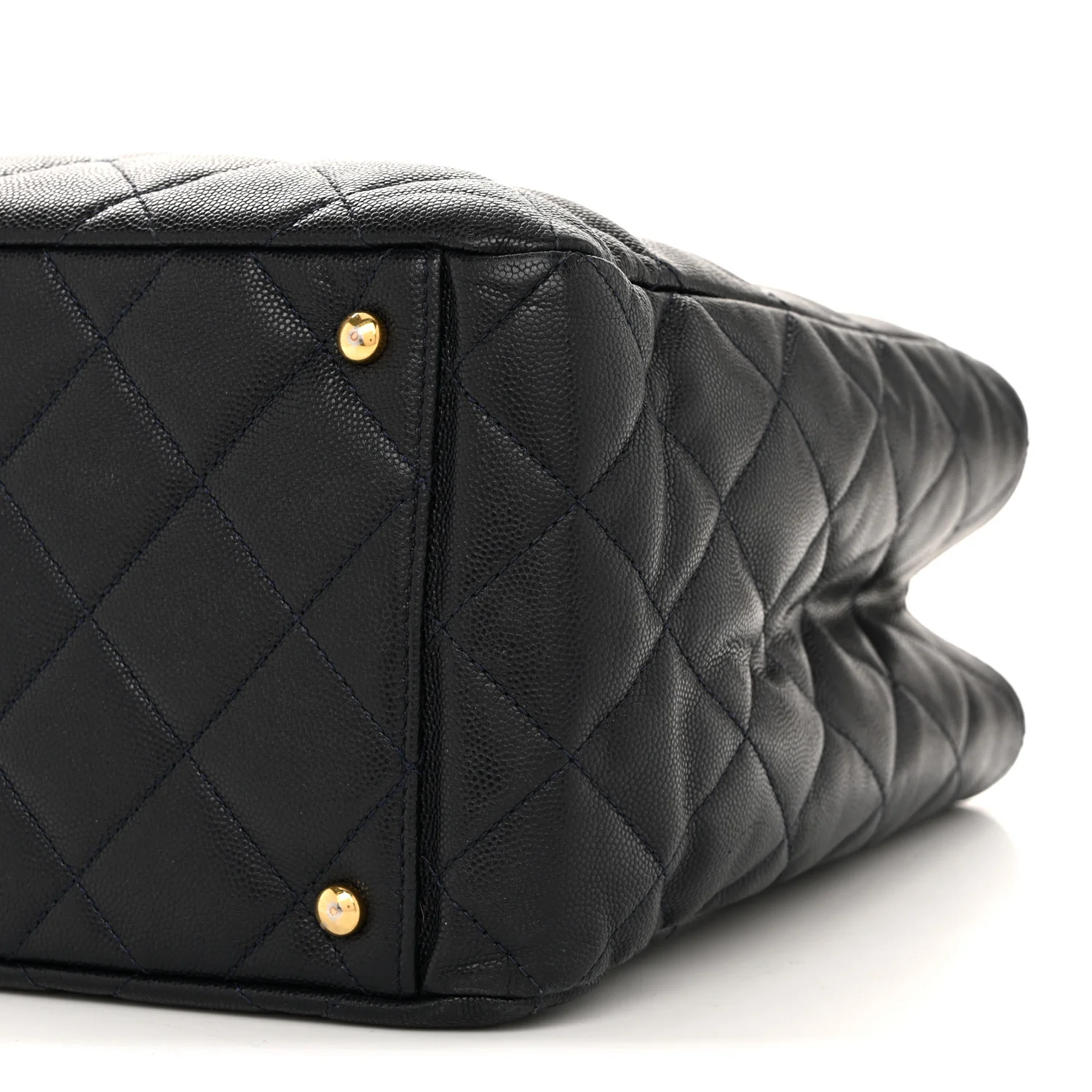 Caviar Quilted Small Shopping Tote Navy - Image 10