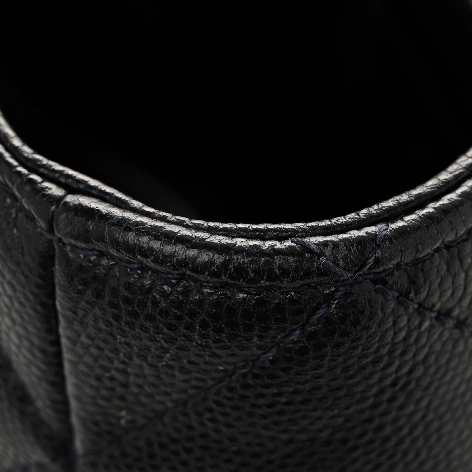 Caviar Quilted Small Shopping Tote Navy - Image 14