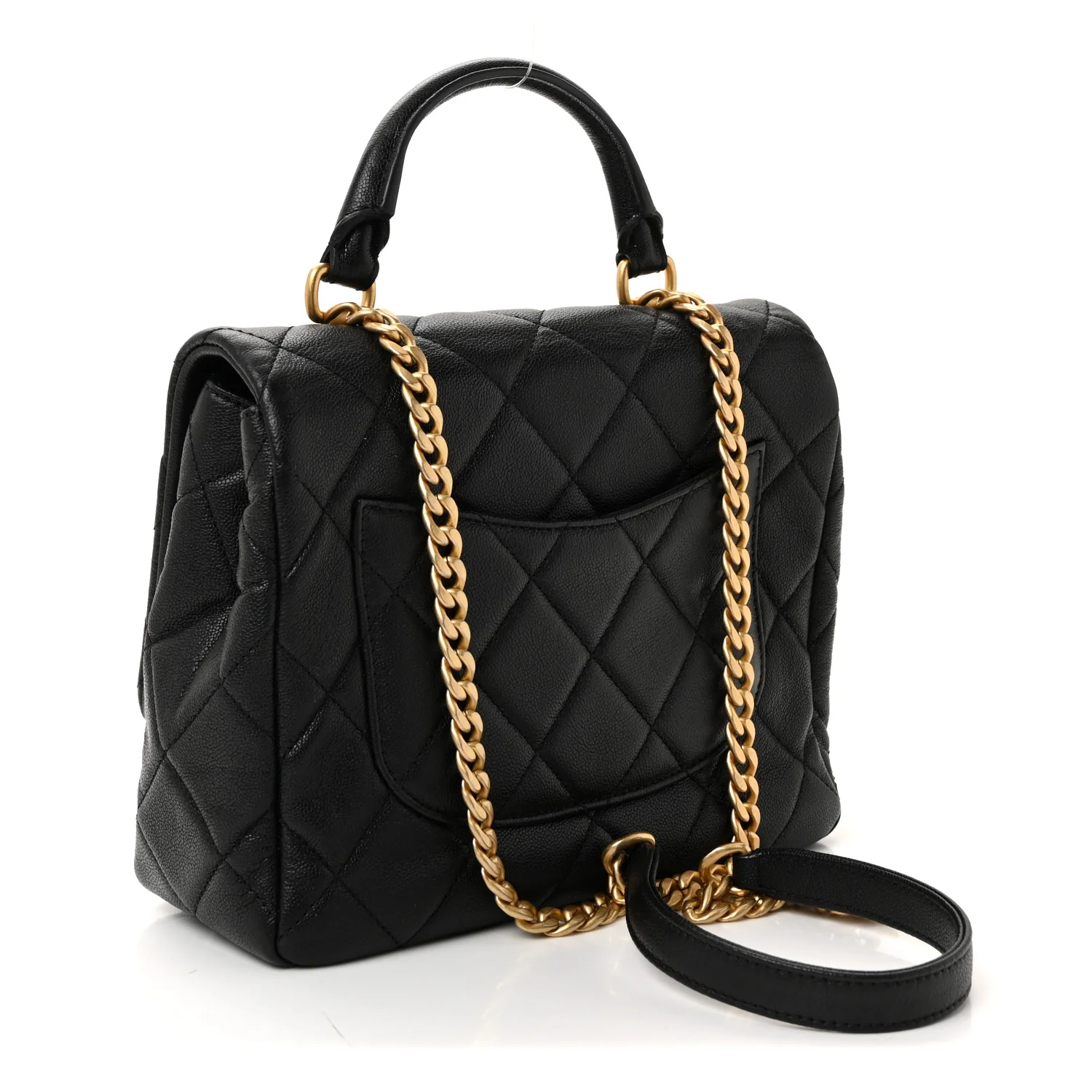 Caviar Quilted Small Top Handle Flap Black - Image 3