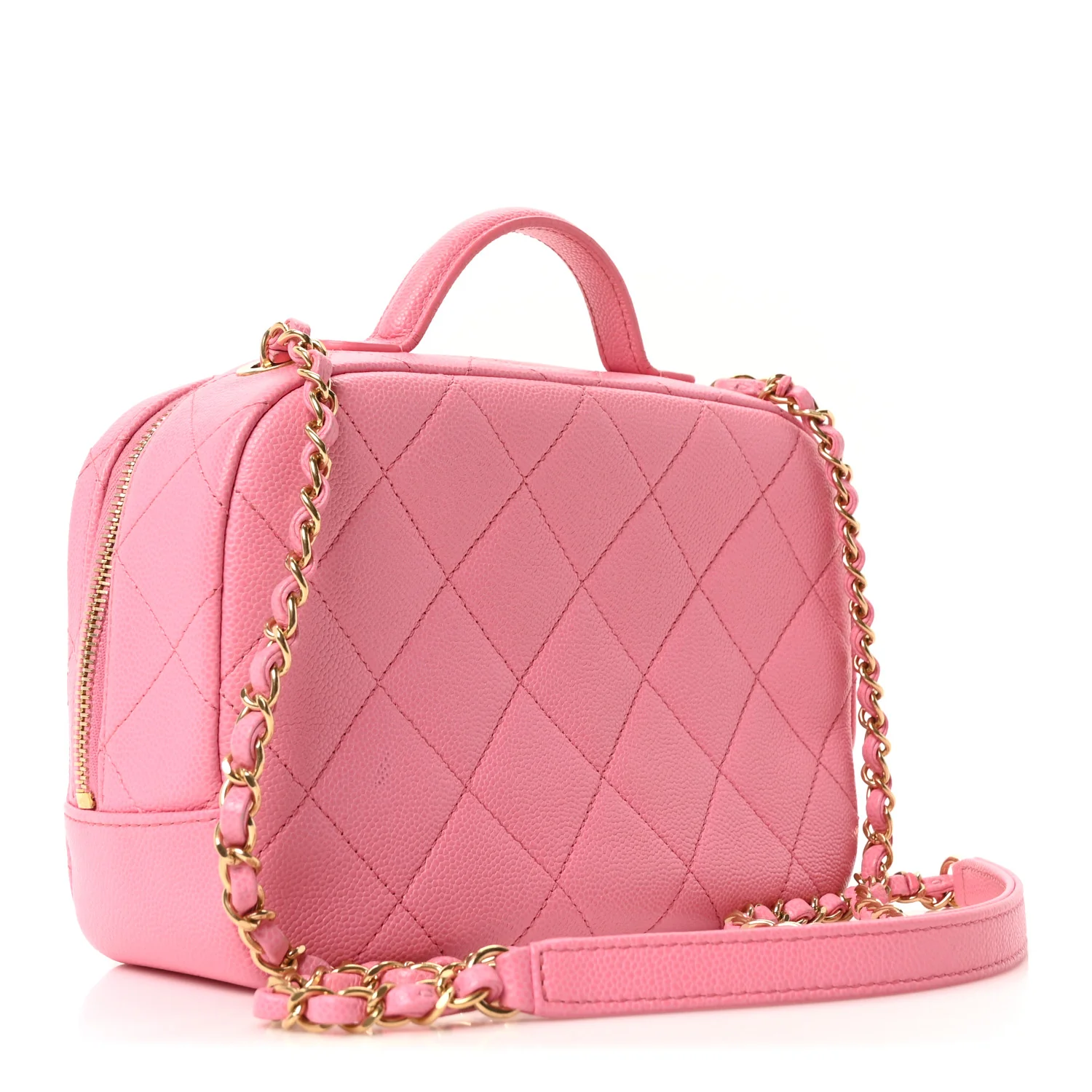 Caviar Quilted Small Top Handle Vanity Case Pink - Image 3