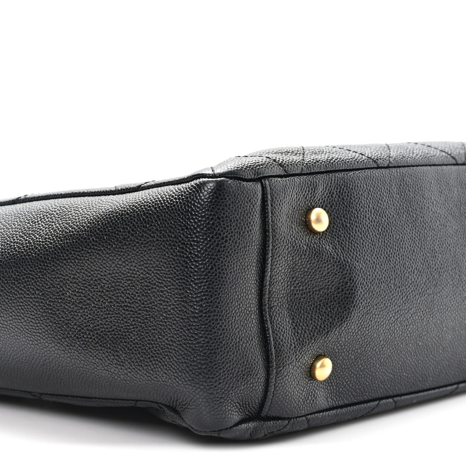 Caviar Quilted Small Trapezoid Chain Shopping Tote Black - Image 9