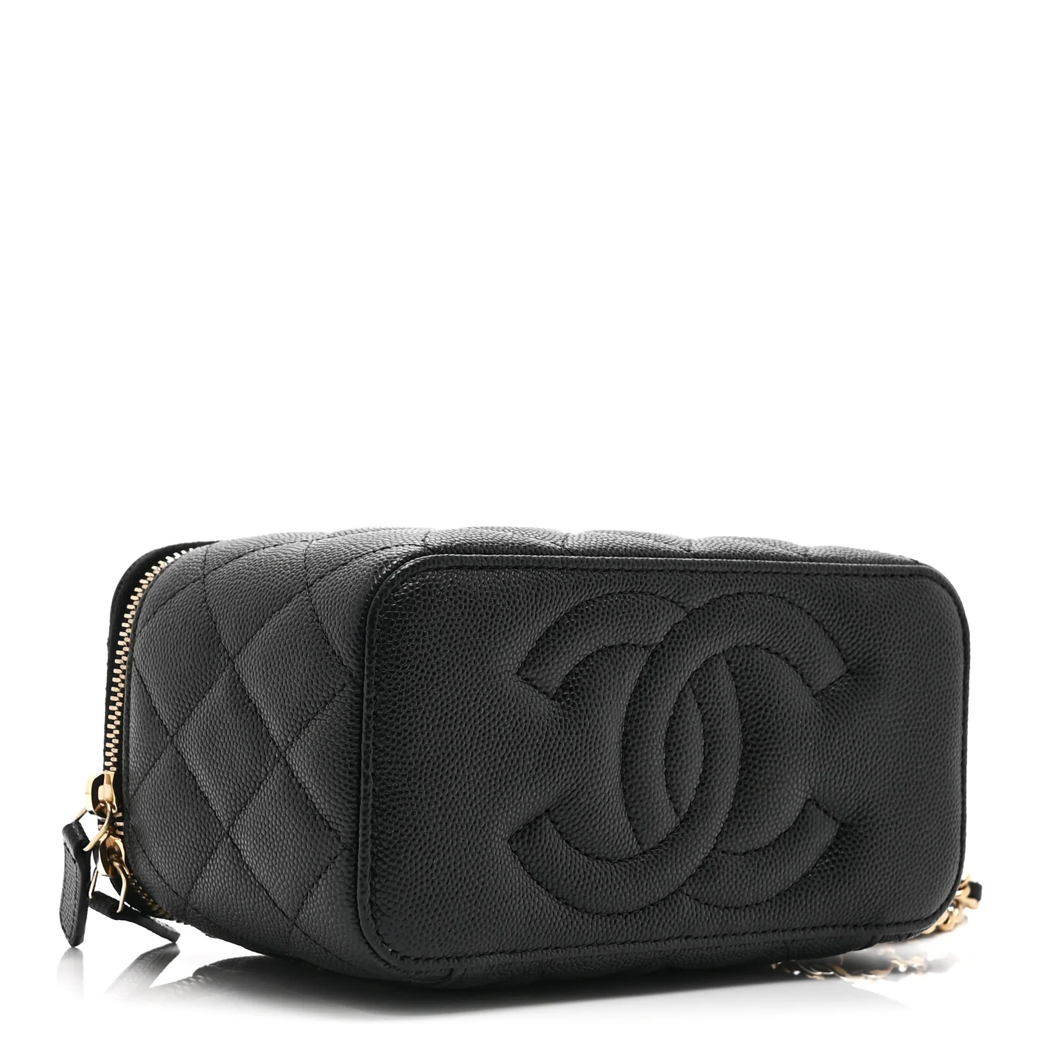 Caviar Quilted Small Vanity Case With Chain Black - Image 4