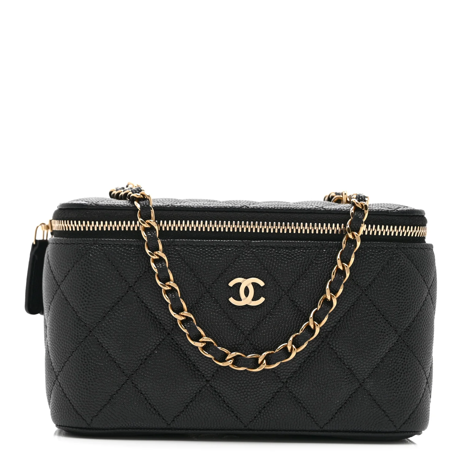 Caviar Quilted Small Vanity Case With Chain Black - Image 8