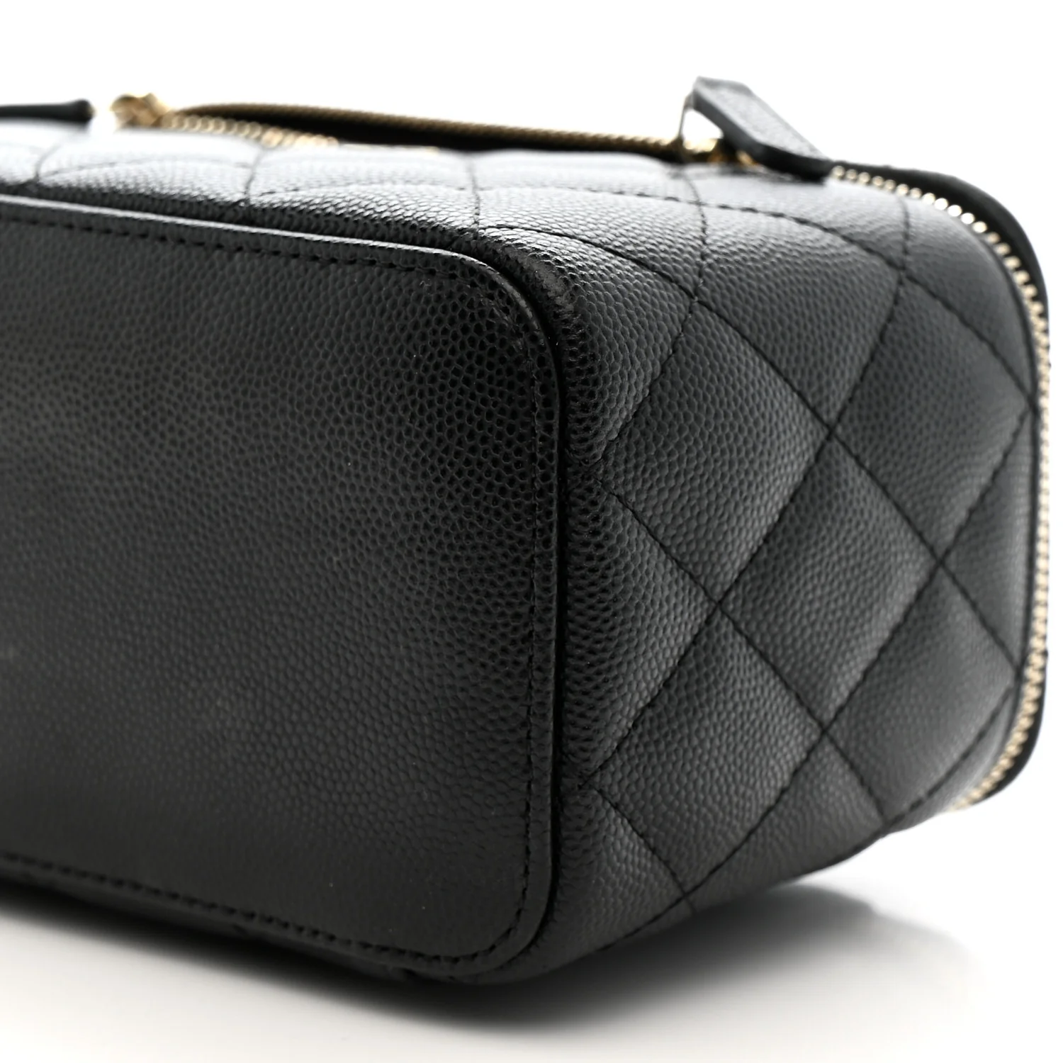 Caviar Quilted Small Vanity Case With Chain Black - Image 10