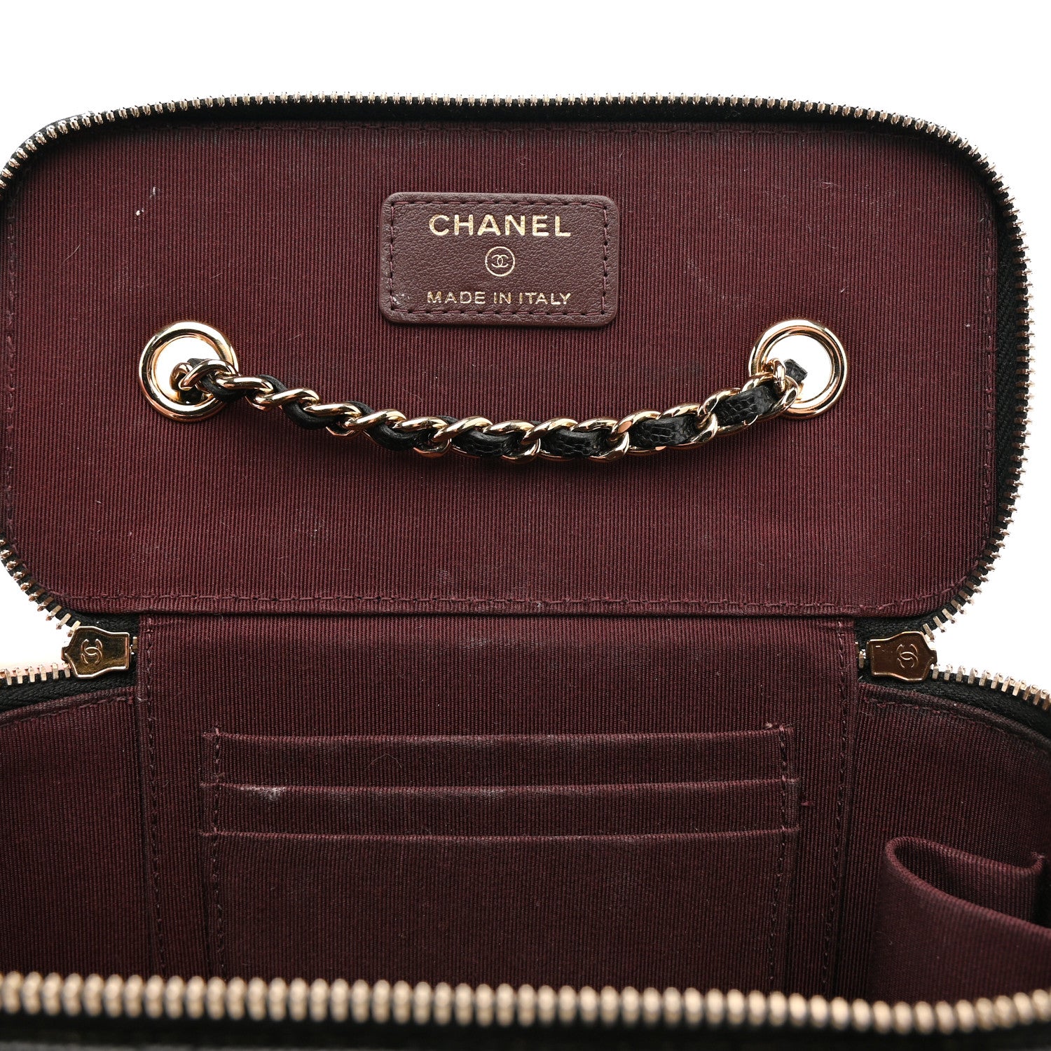 Caviar Quilted Small Vanity Case With Chain Black - Image 11