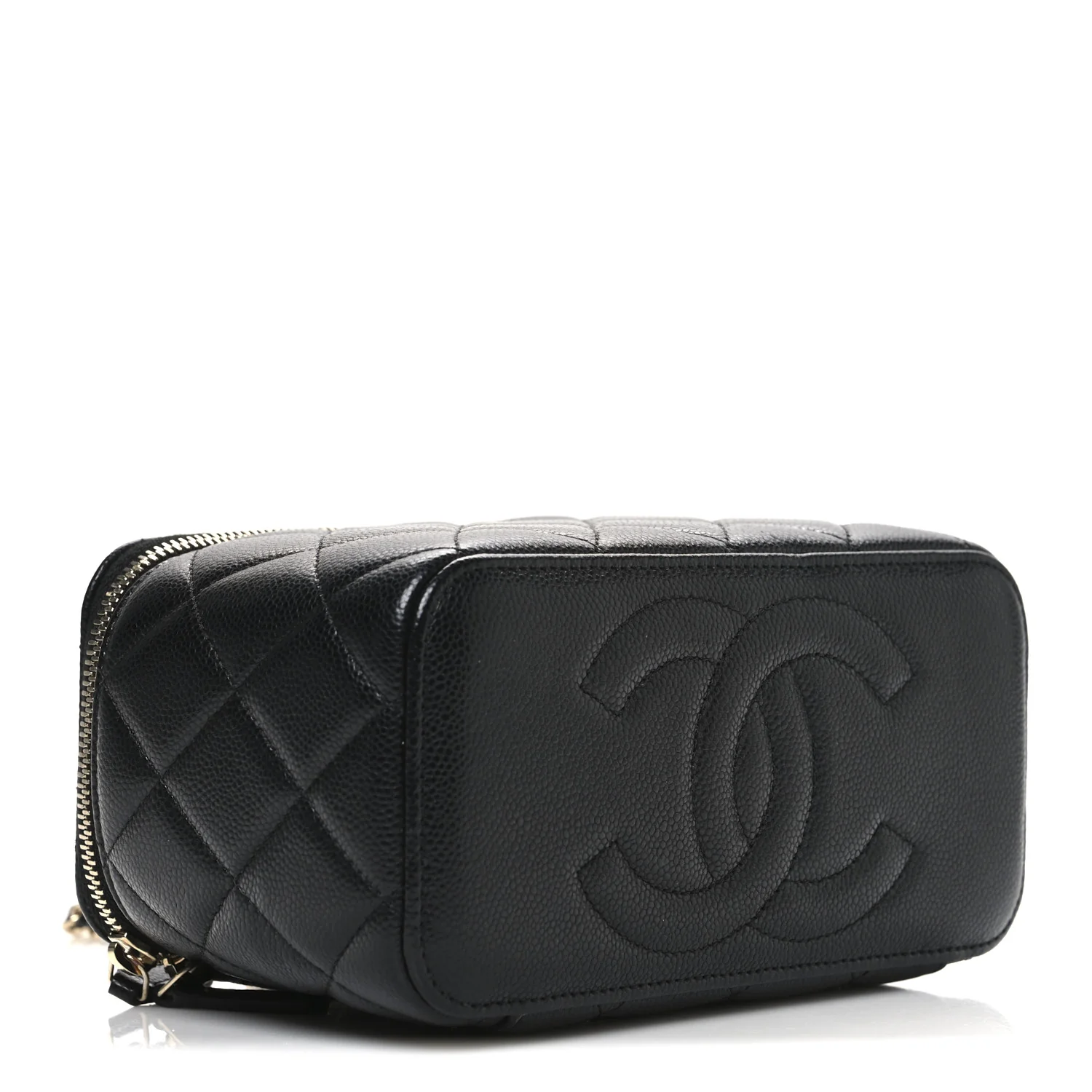 Caviar Quilted Small Vanity Case With Chain Black - Image 4