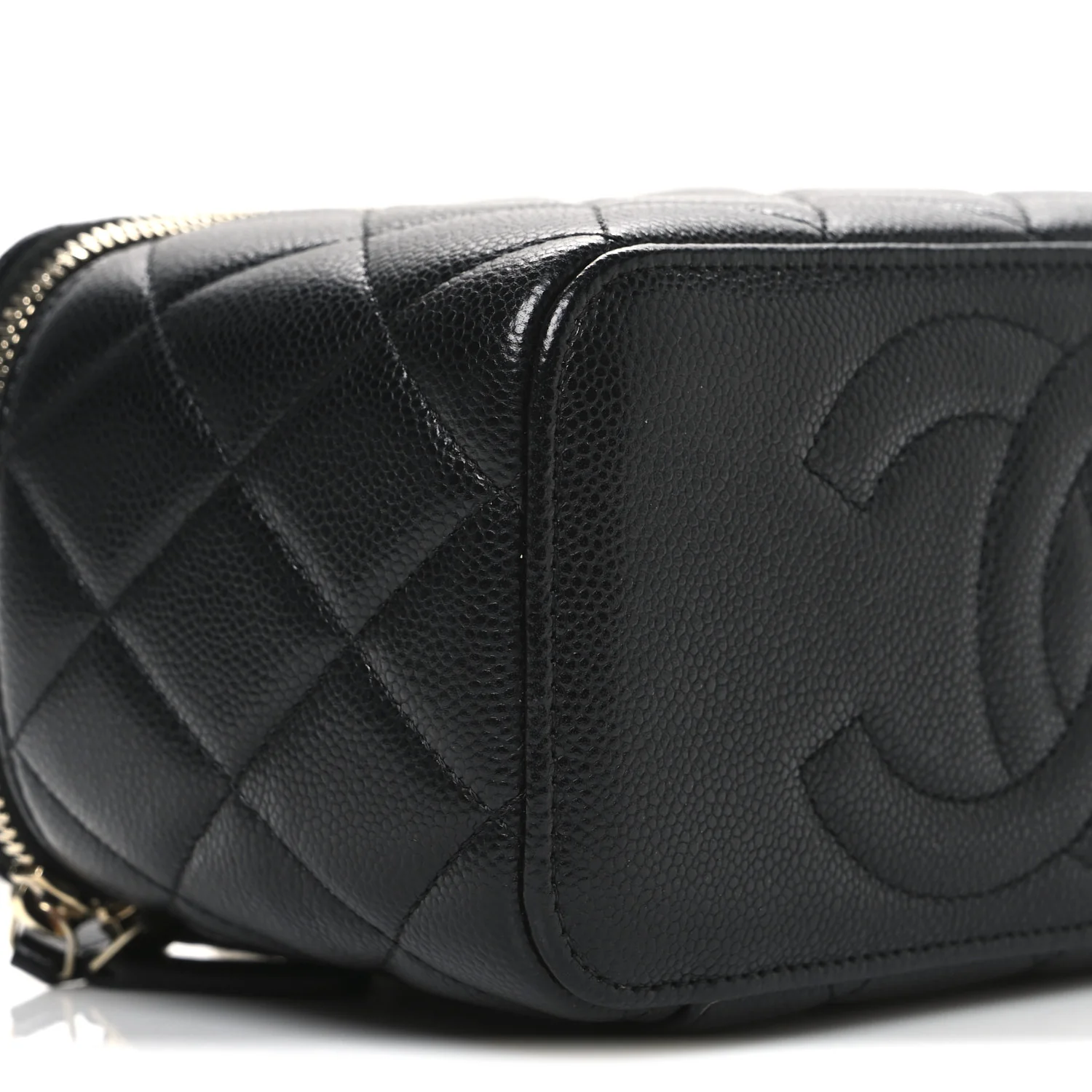 Caviar Quilted Small Vanity Case With Chain Black - Image 9