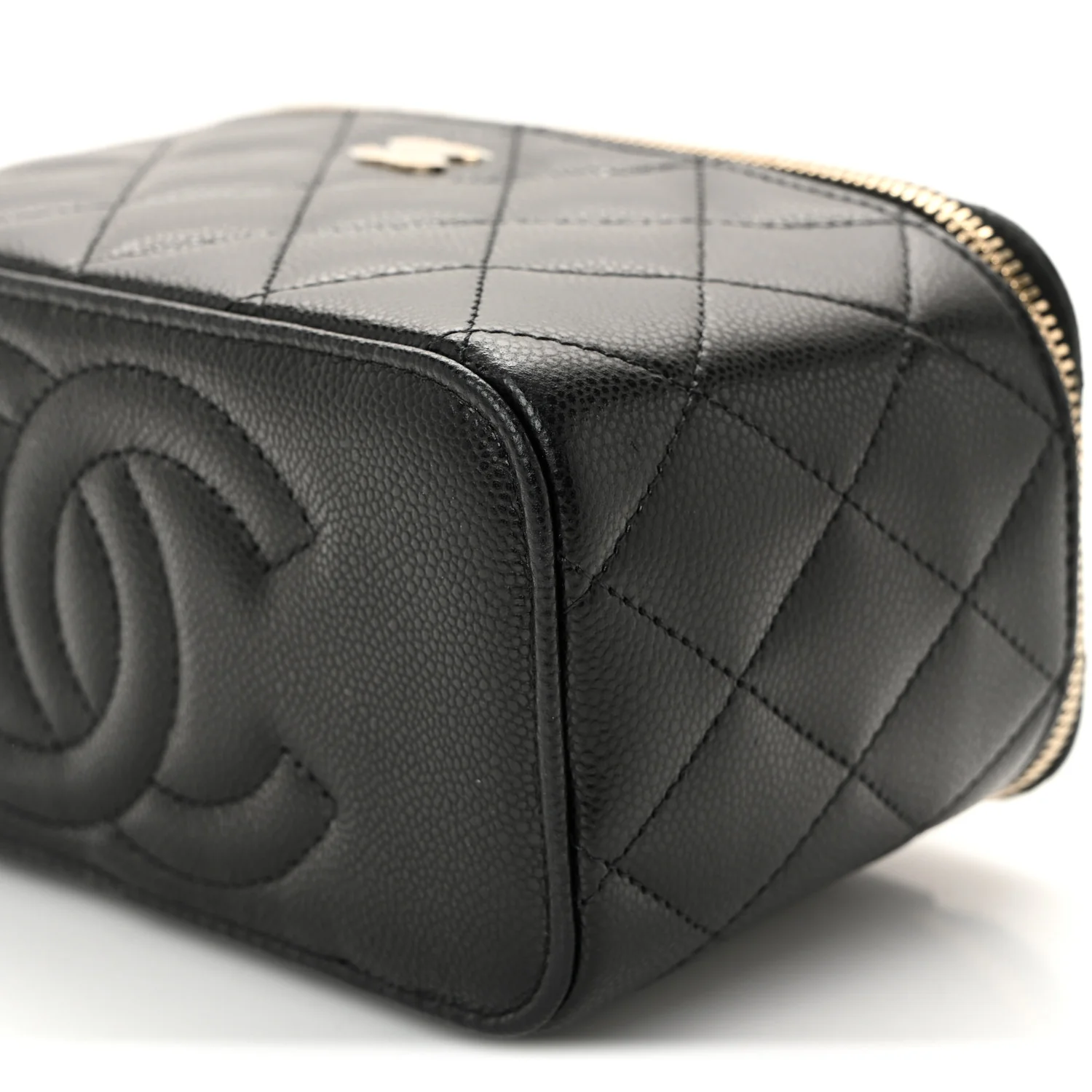 Caviar Quilted Small Vanity Case With Chain Black - Image 10