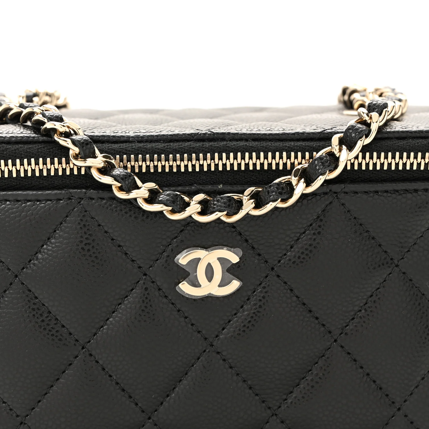 Caviar Quilted Small Vanity Case With Chain Black - Image 8