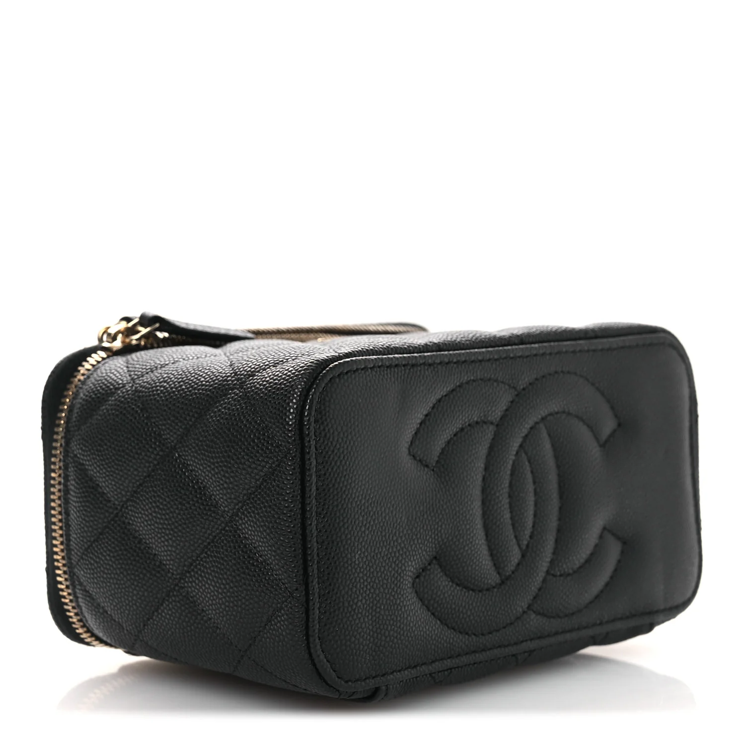 Caviar Quilted Small Vanity Case With Chain Black - Image 4
