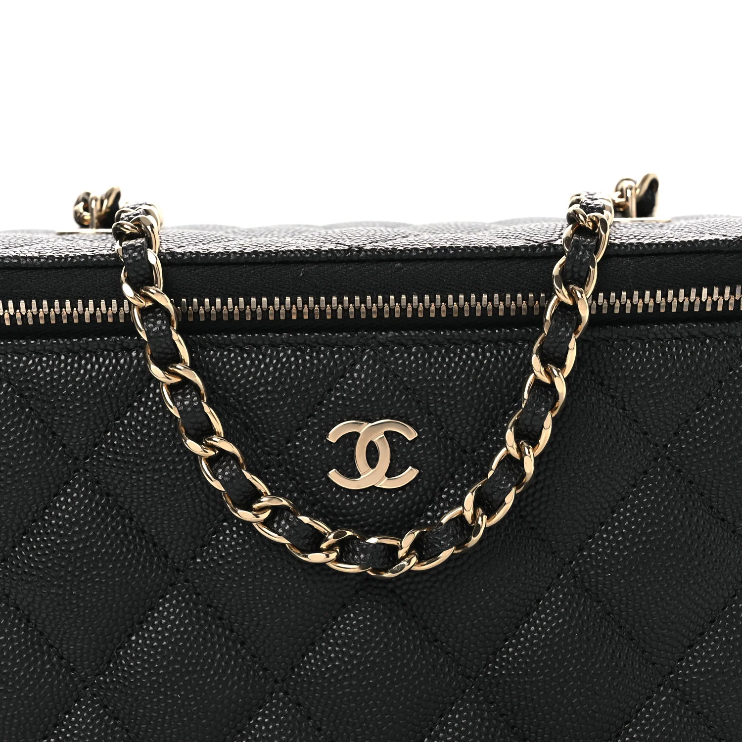 Caviar Quilted Small Vanity Case With Chain Black - Image 8