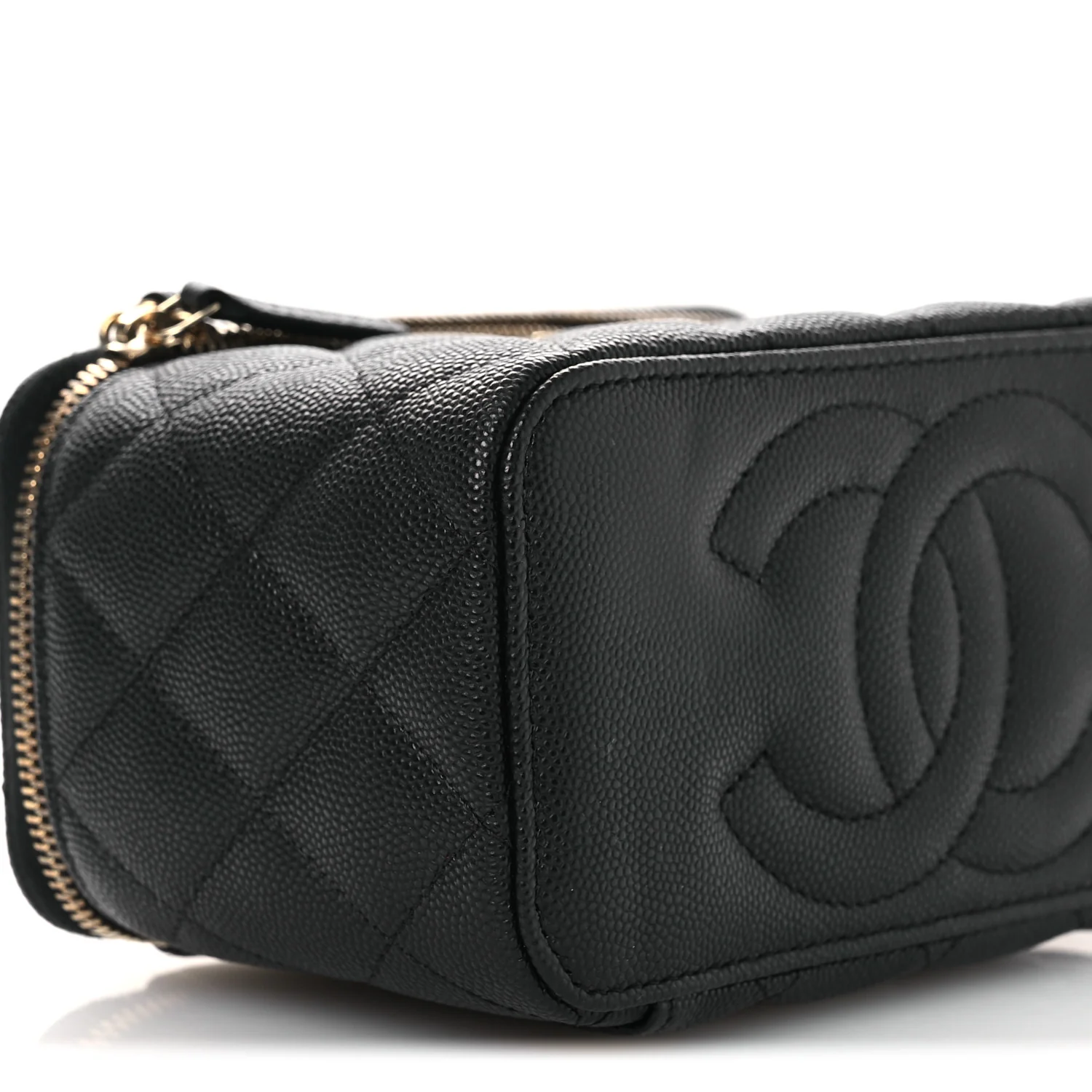 Caviar Quilted Small Vanity Case With Chain Black - Image 9