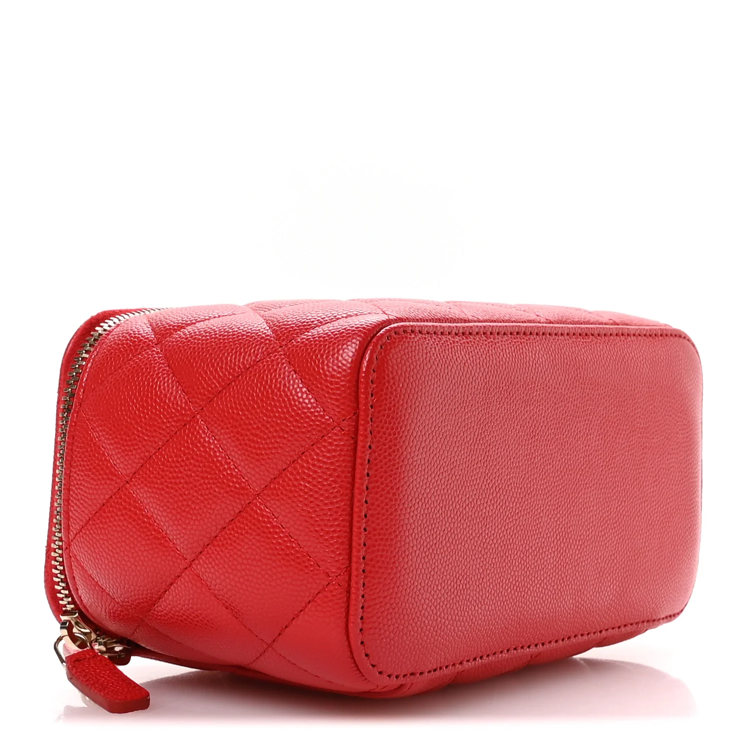 Caviar Quilted Small Vanity Case With Chain Red - Image 4