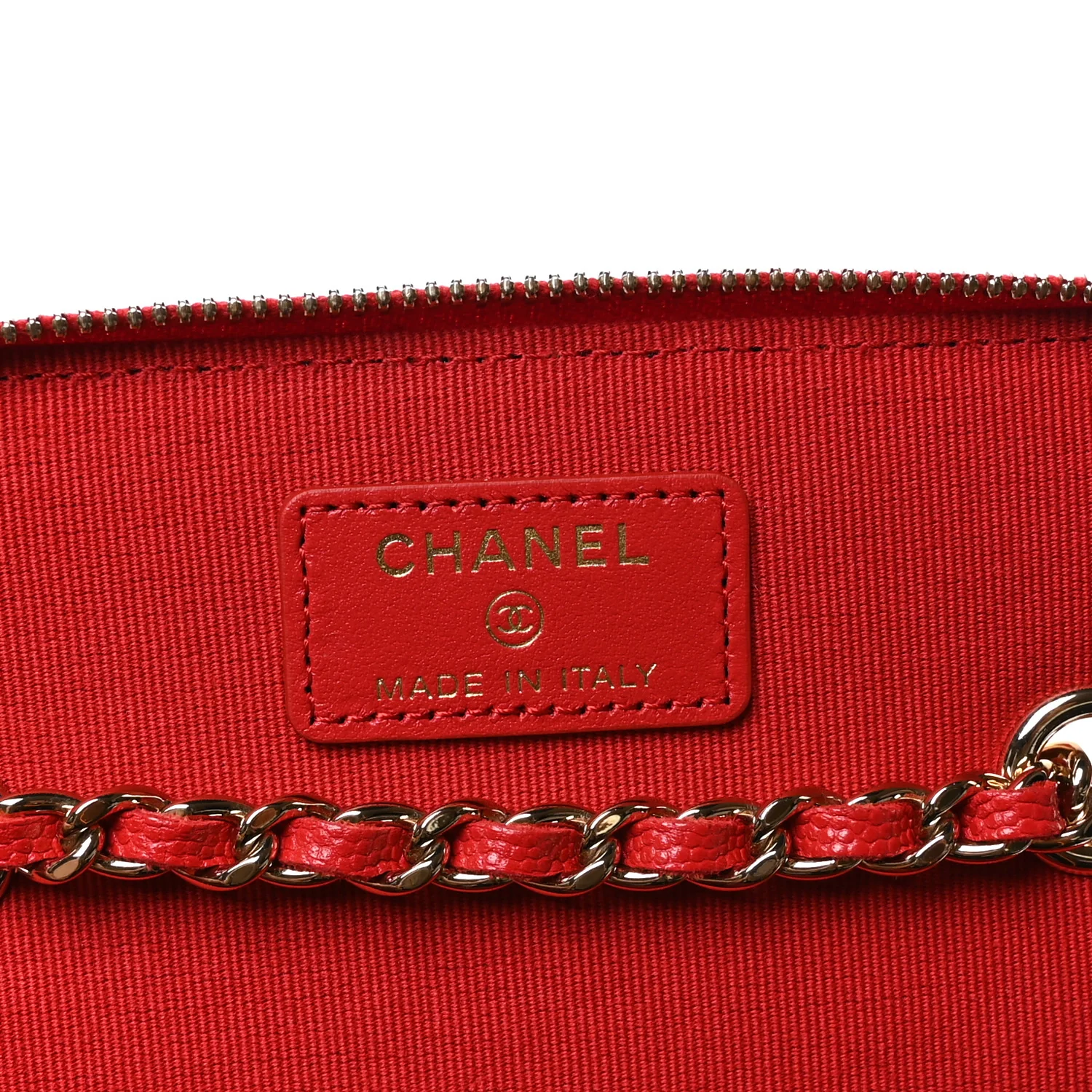 Caviar Quilted Small Vanity Case With Chain Red - Image 6